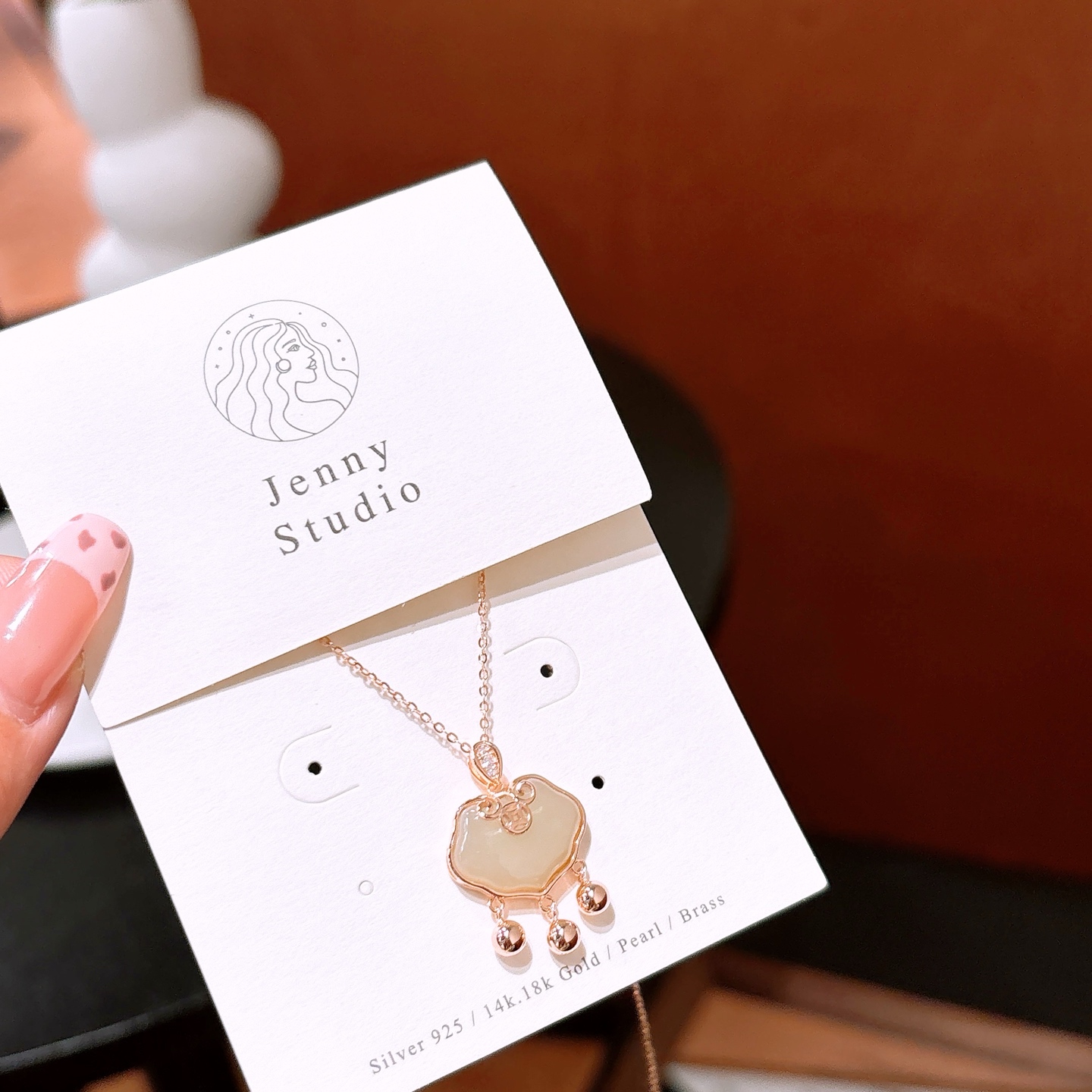 High Polish Silver Hetian Jade Necklace Ultra Minimal New Year Silver