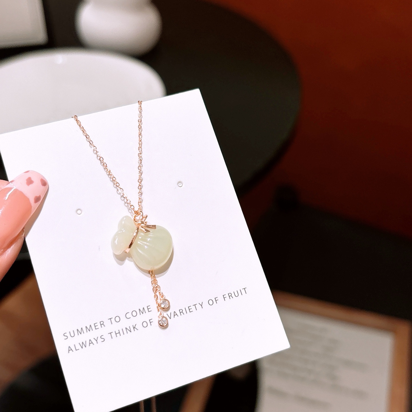 925 Silver Hetian Jade Necklace Korean Style Christmas Gold