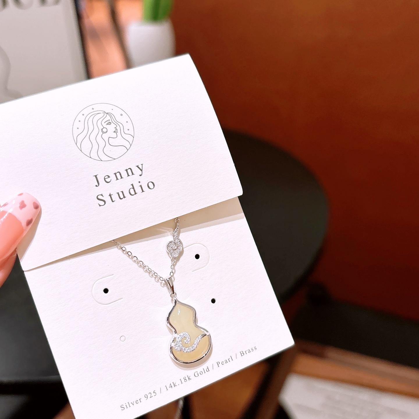 Low Allergy Silver Hetian Jade Necklace Chic New Year Gold