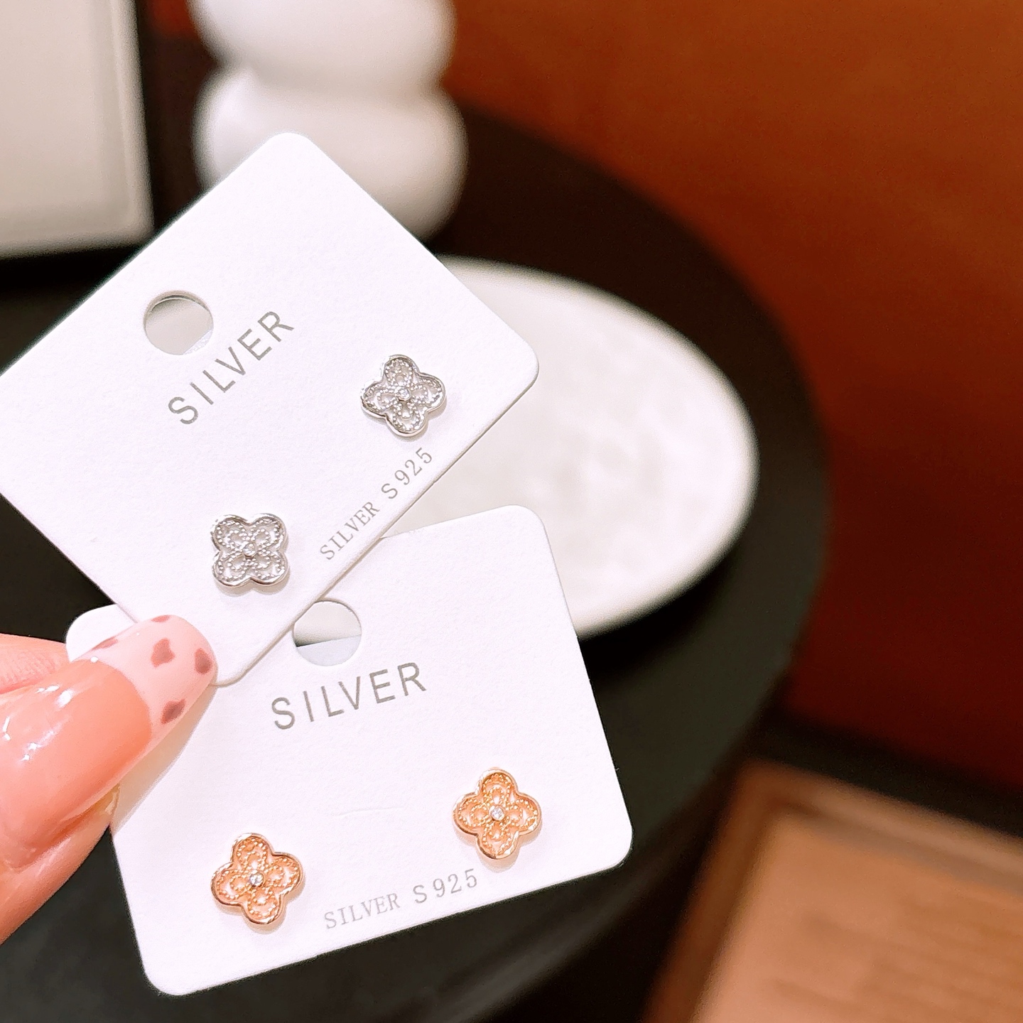 High Polish Silver Earrings Light Luxury Anniversary Gold