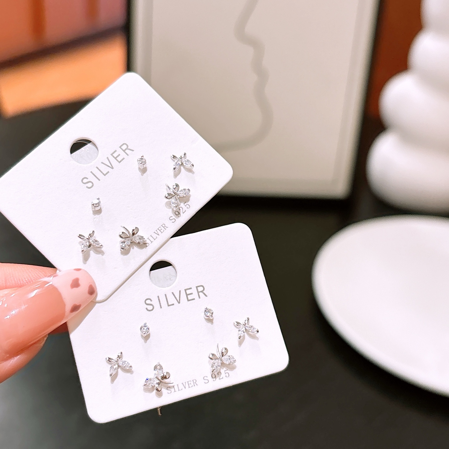 Solid Silver Earrings Playful Engagement Gold