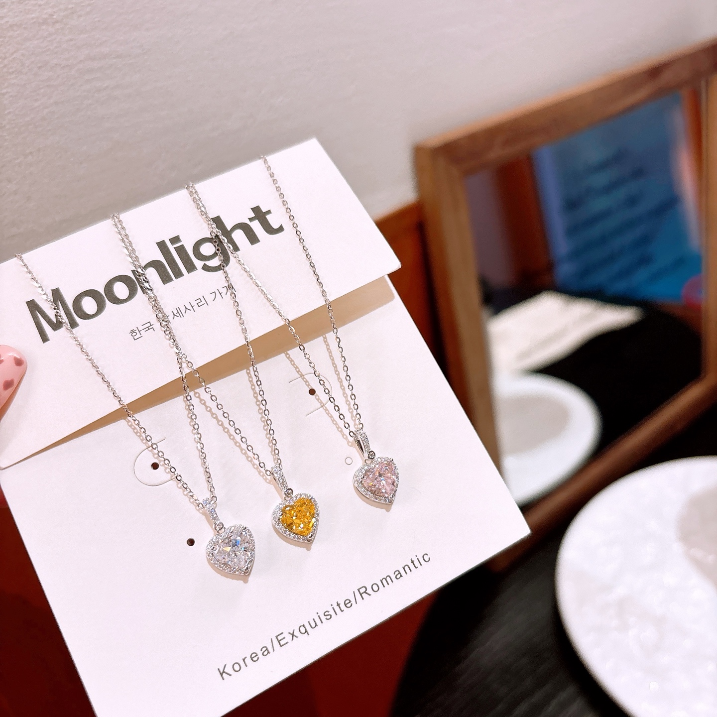 S925 Sterling Silver High Carbon Diamond Necklace Girly Teacher's Day