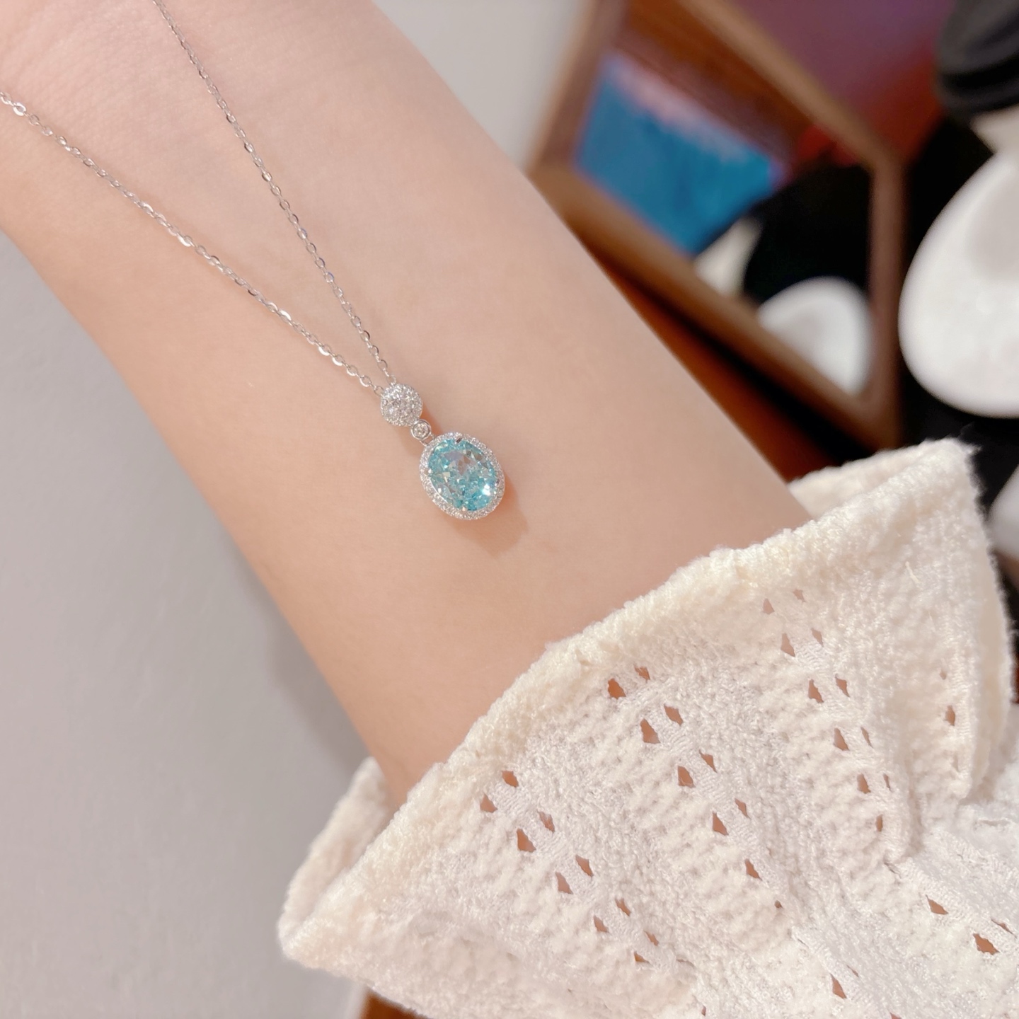 S925 Sterling Silver High Carbon Diamond Necklace Forest Spring Festival