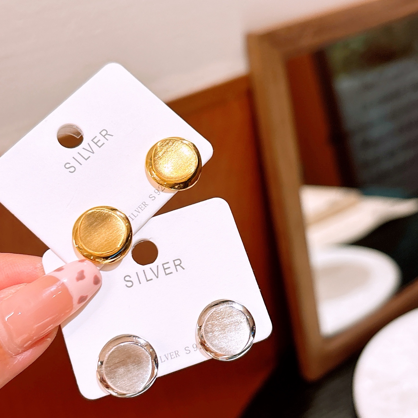 High Polish Silver Earrings Ins Style Mother's Birthday Silver