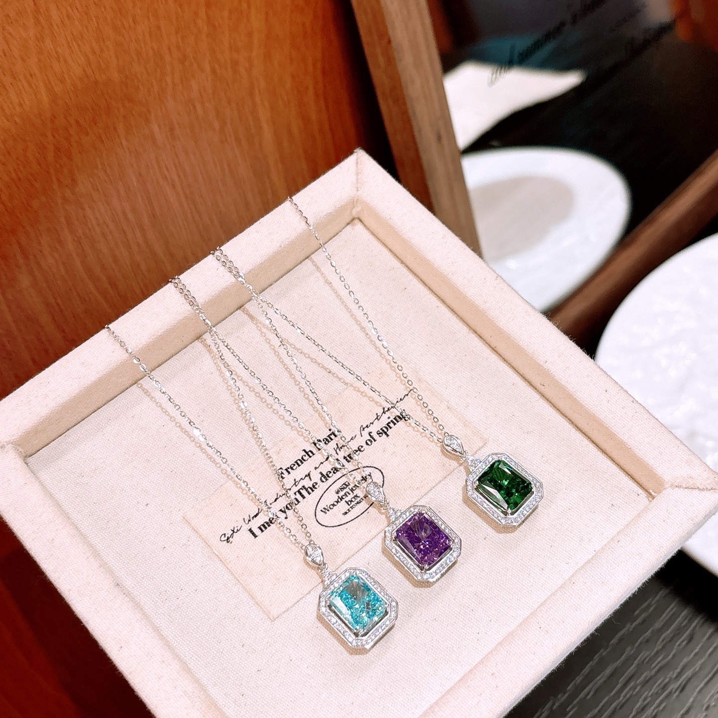 Solid Silver High Carbon Diamond Necklace Ethereal Annual Party Silver