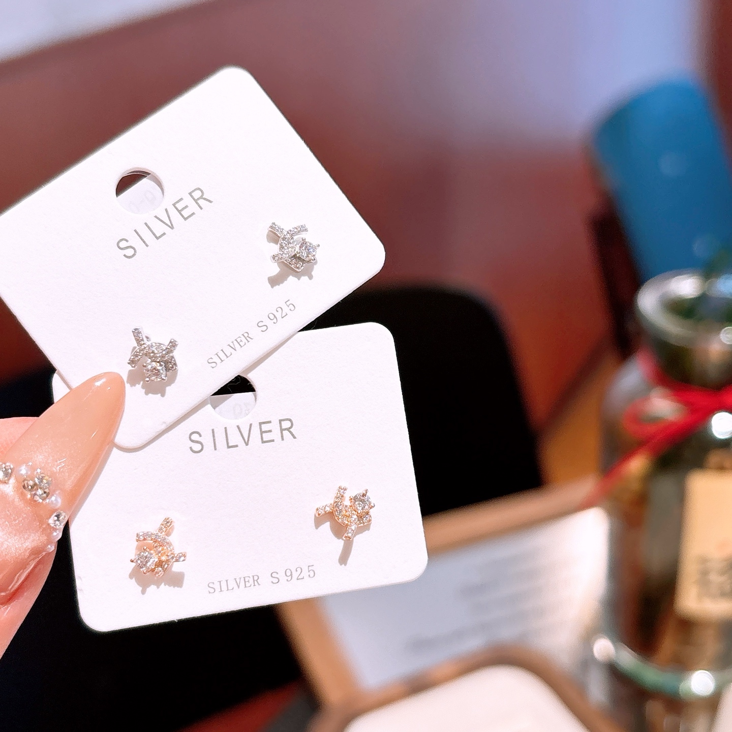 S925 Sterling Silver Earrings Precision Wedding Registration Gold