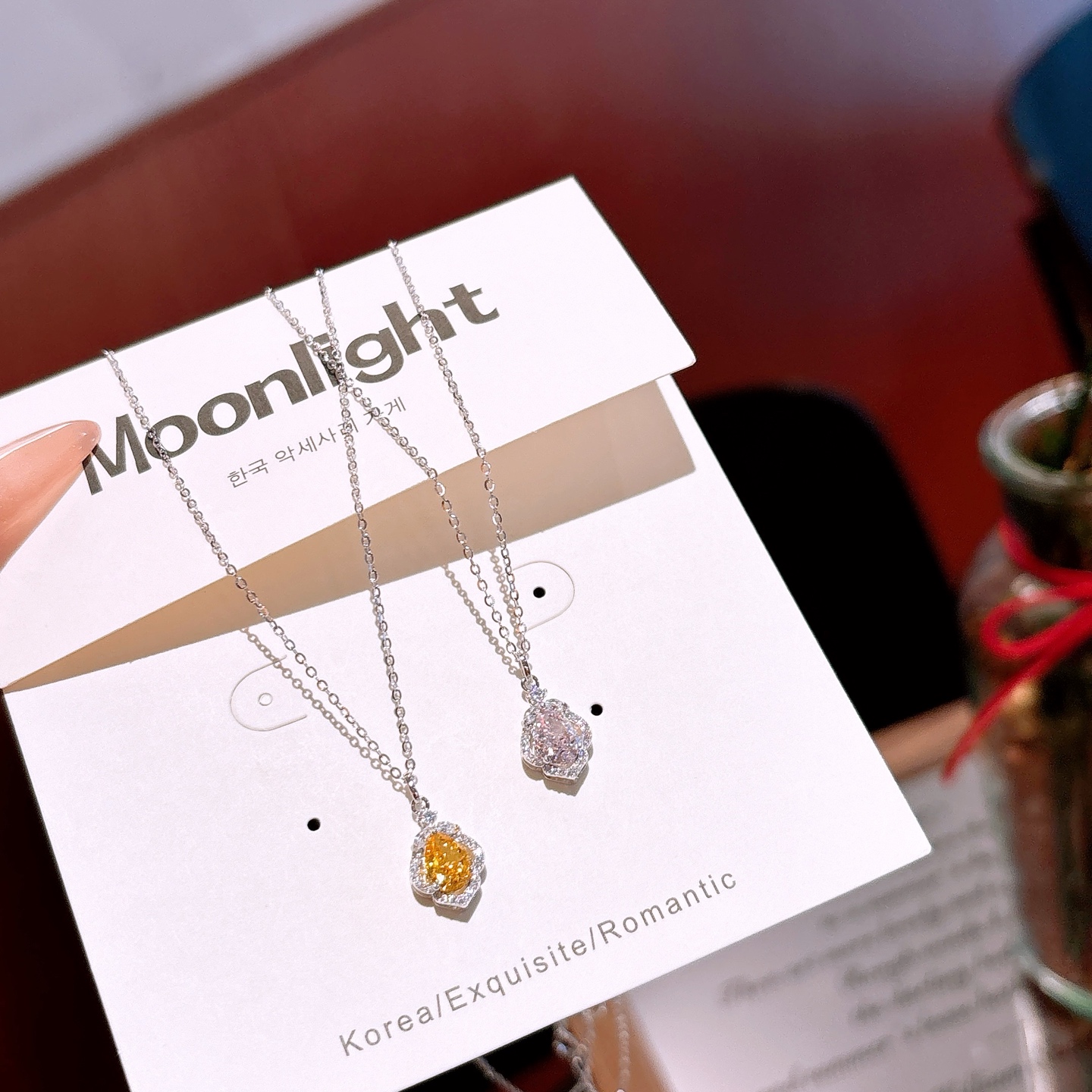 Fine Silver High Carbon Diamond Necklace French New Year Gold