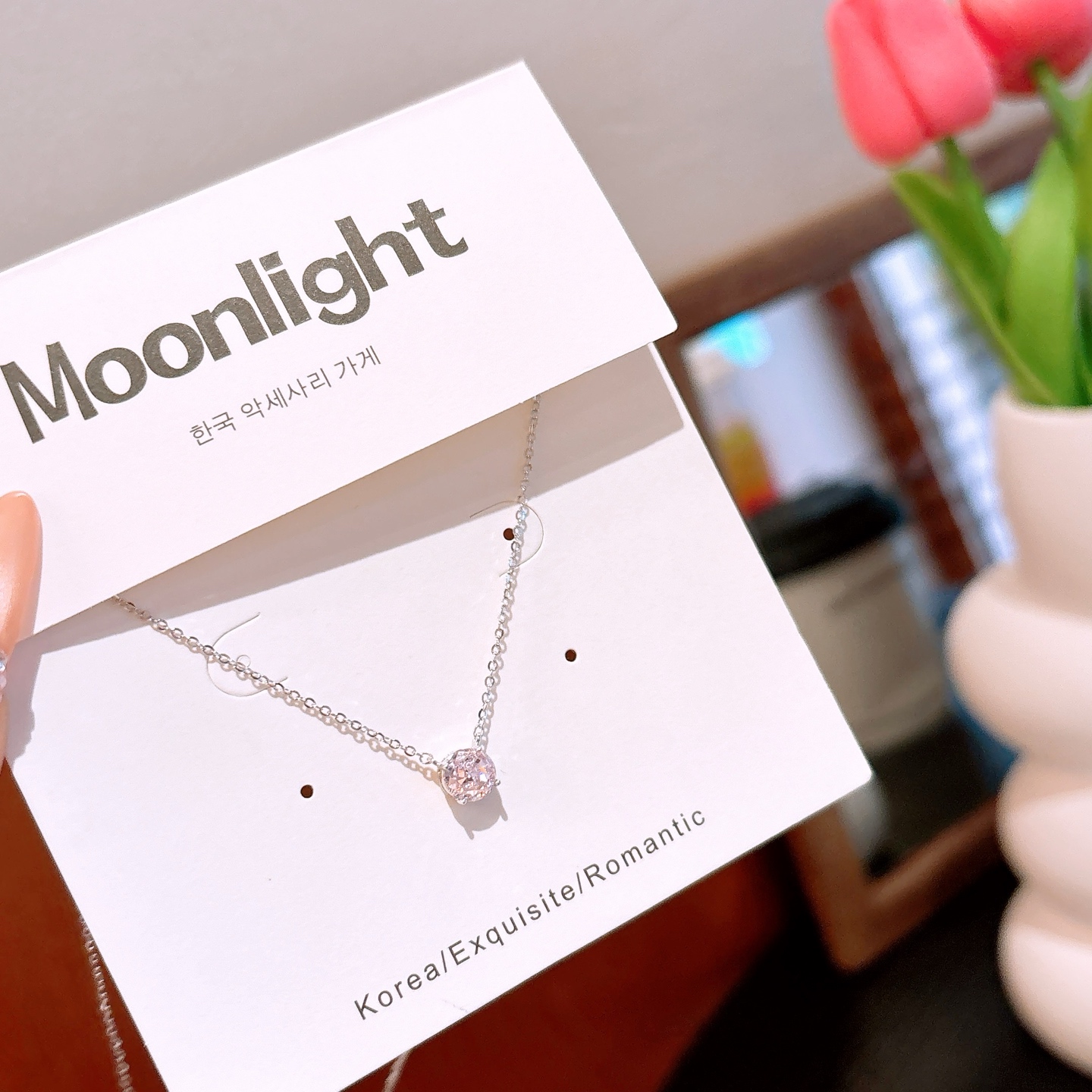 Nickel Free Silver High Carbon Diamond Necklace Cute Bestie Gift