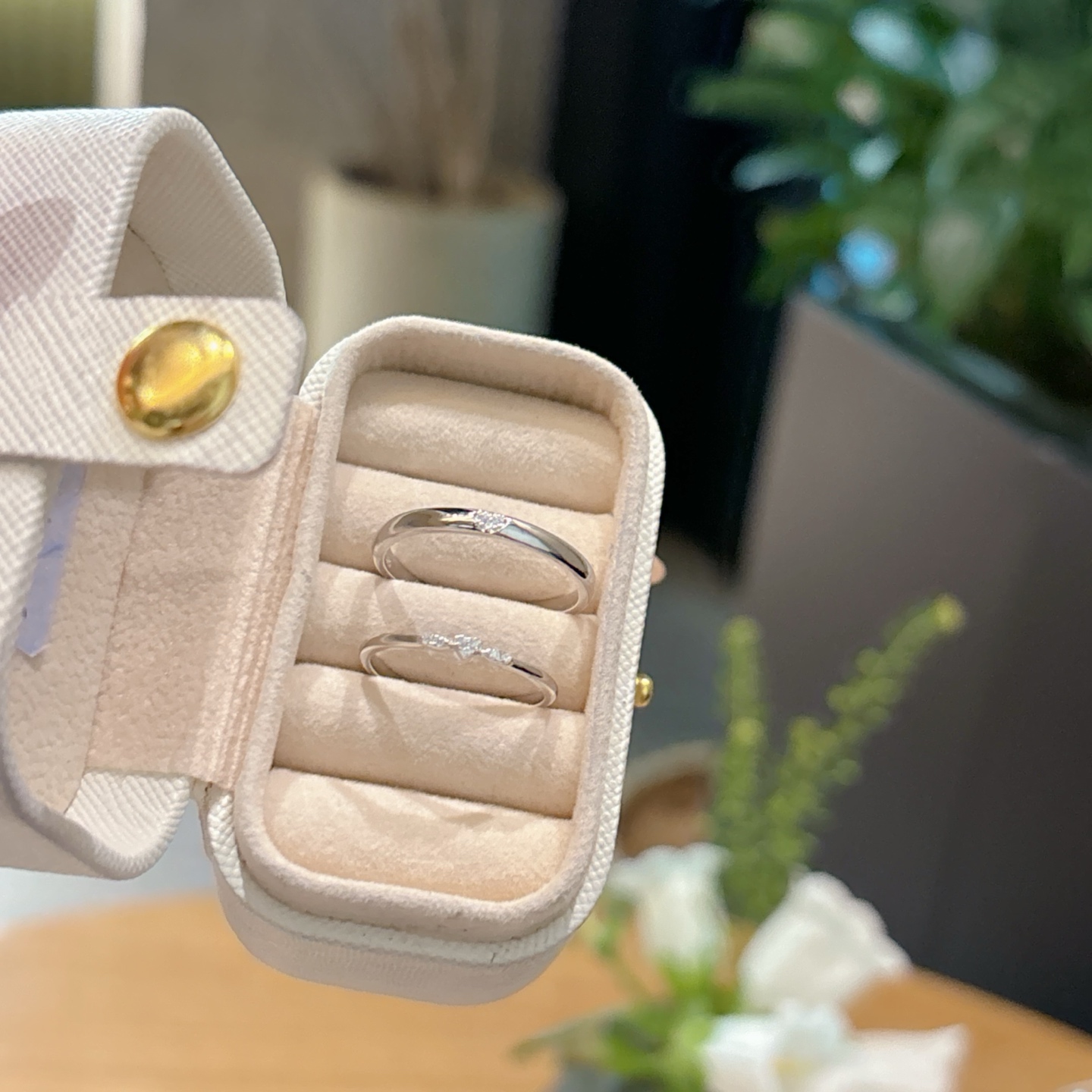 Low Allergy Silver Couple Rings Gentle Gift for Her Gold