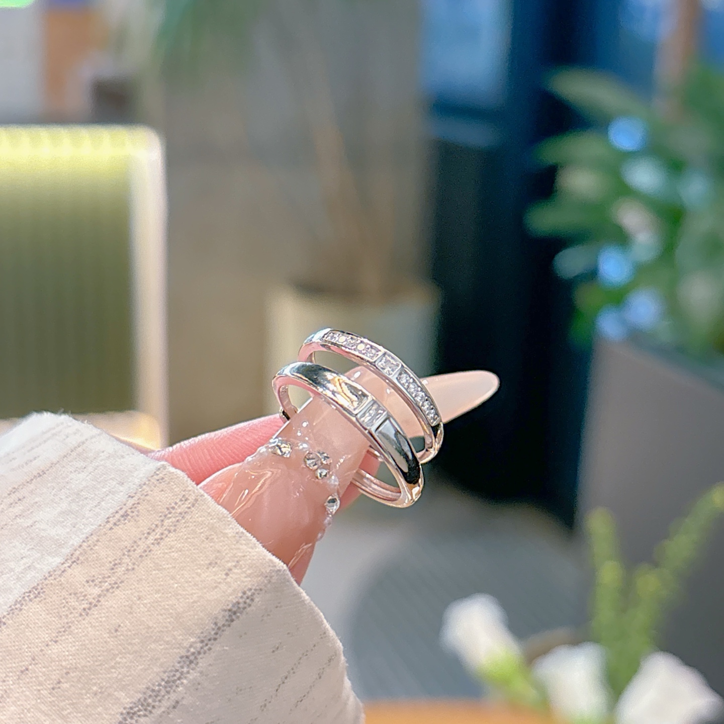 Low Allergy Silver Couple Rings Vintage Valentine's Day Silver