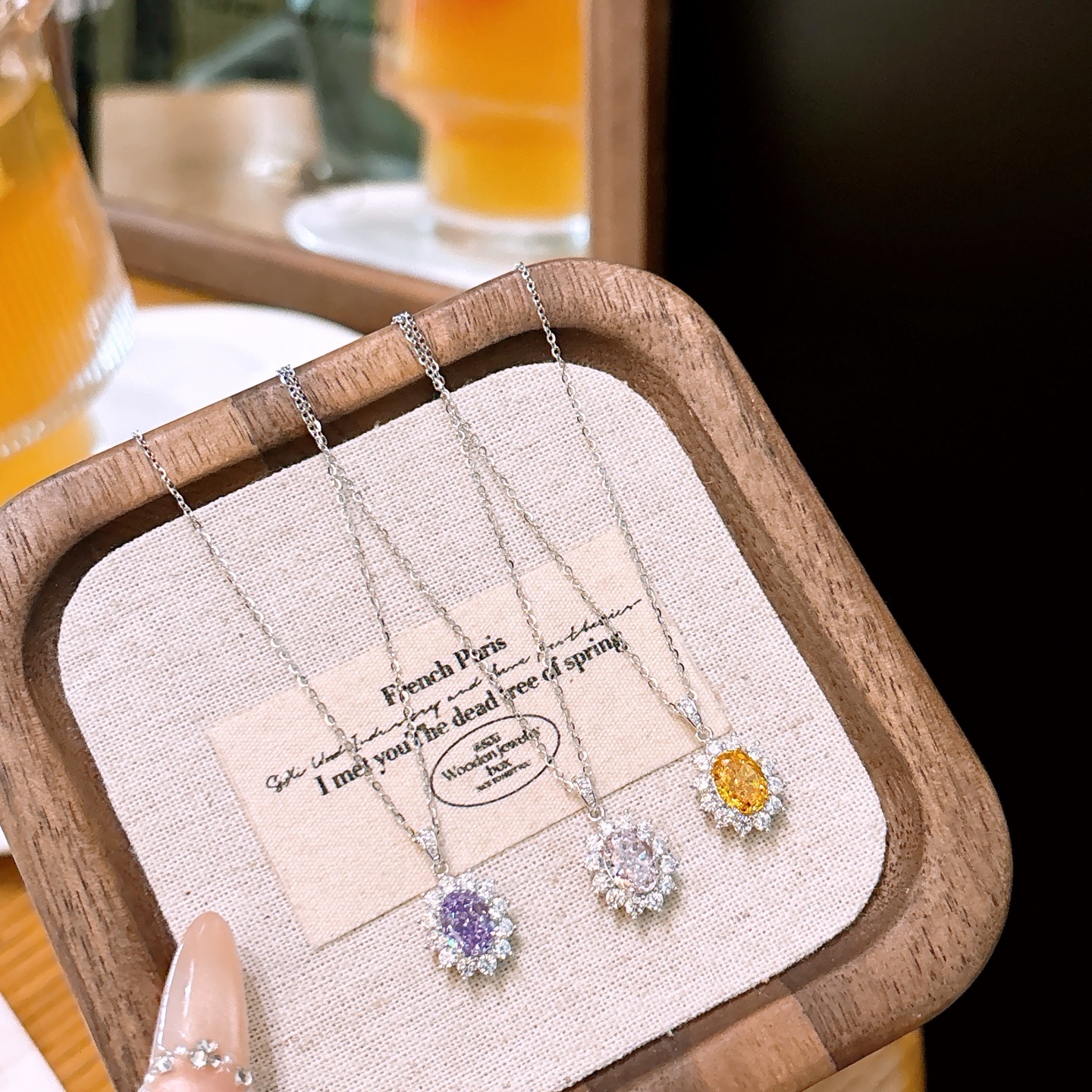 925 Silver High Carbon Diamond Necklace Forest Father's Day Gold