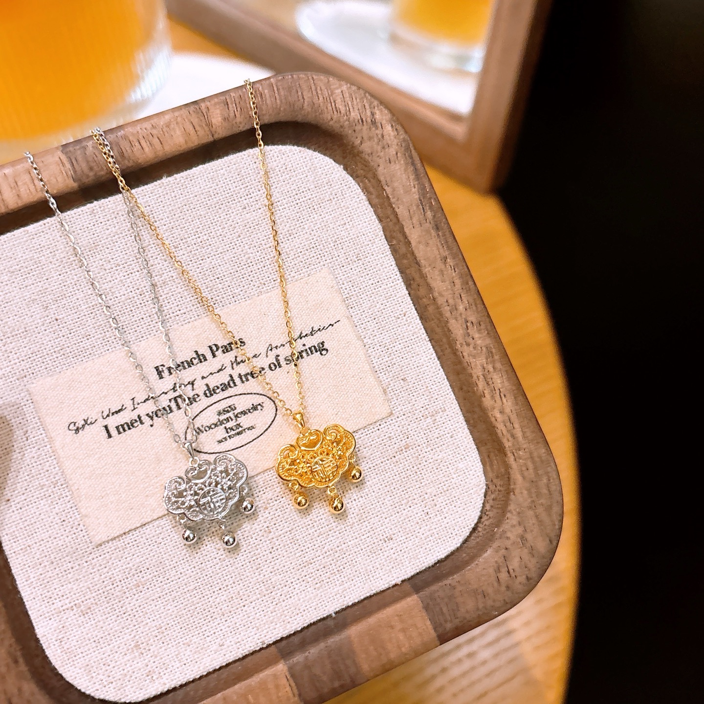 Solid Silver Necklace Intellectual Travel Gold