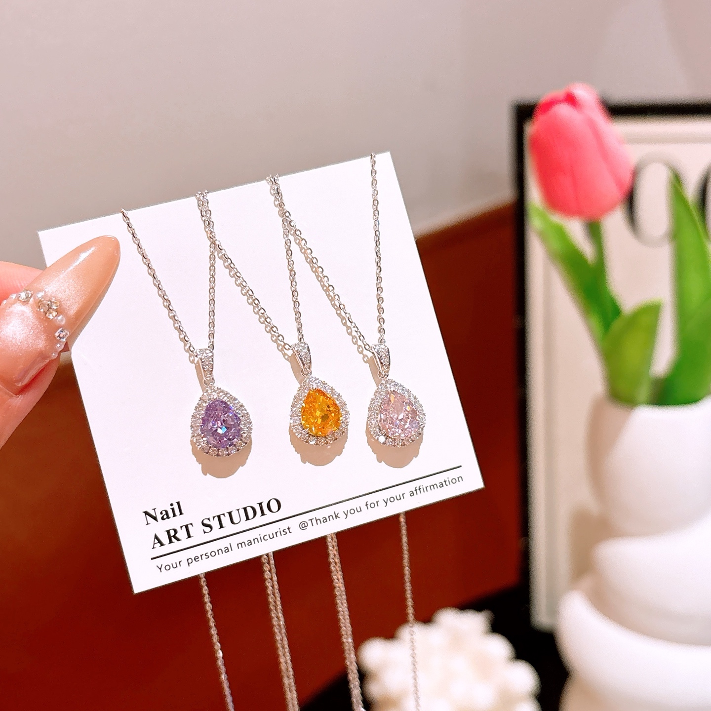 Hypoallergenic Silver High Carbon Diamond Necklace Chic New Year Gold