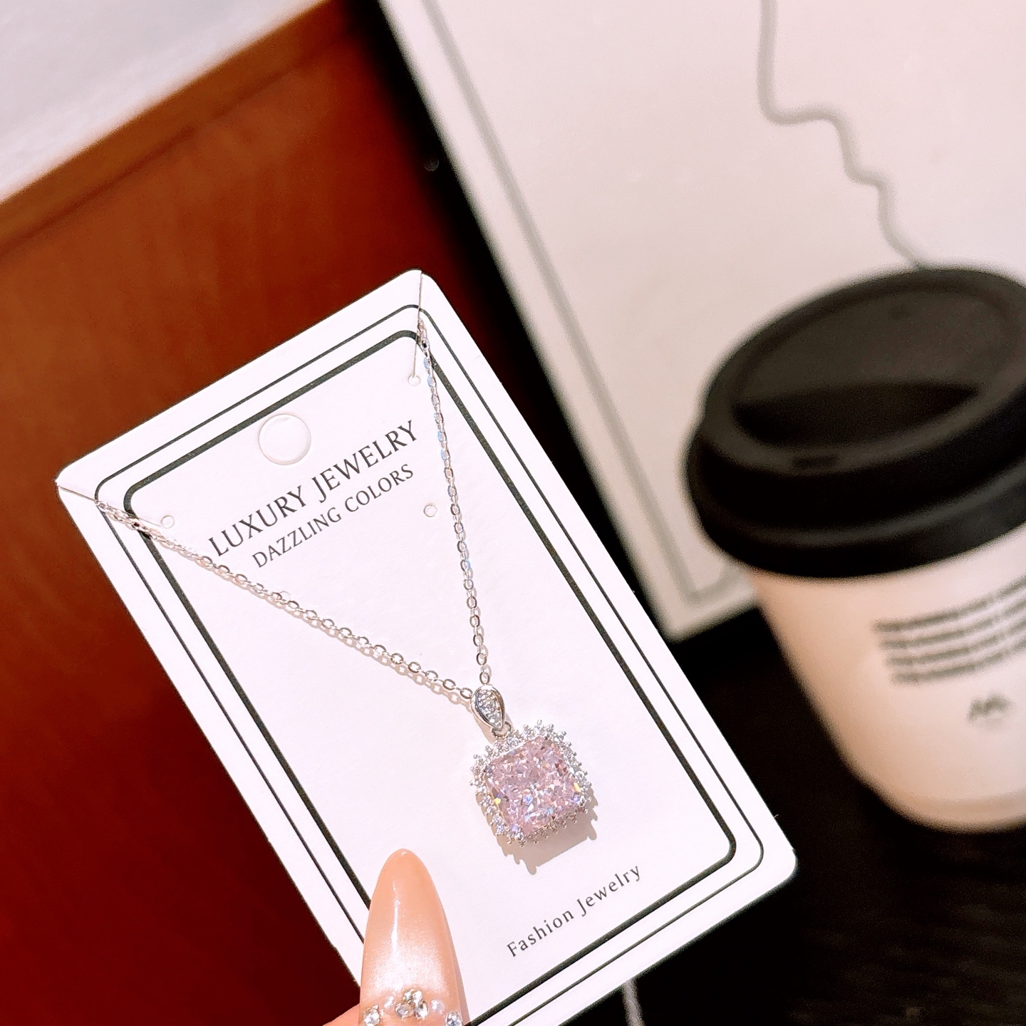 925 Silver High Carbon Diamond Necklace Light Luxury Banquet Silver