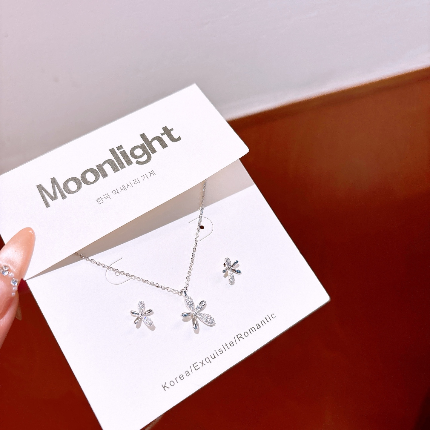 Fine Silver Earrings & Necklace Set Romantic Bestie Gift Gold