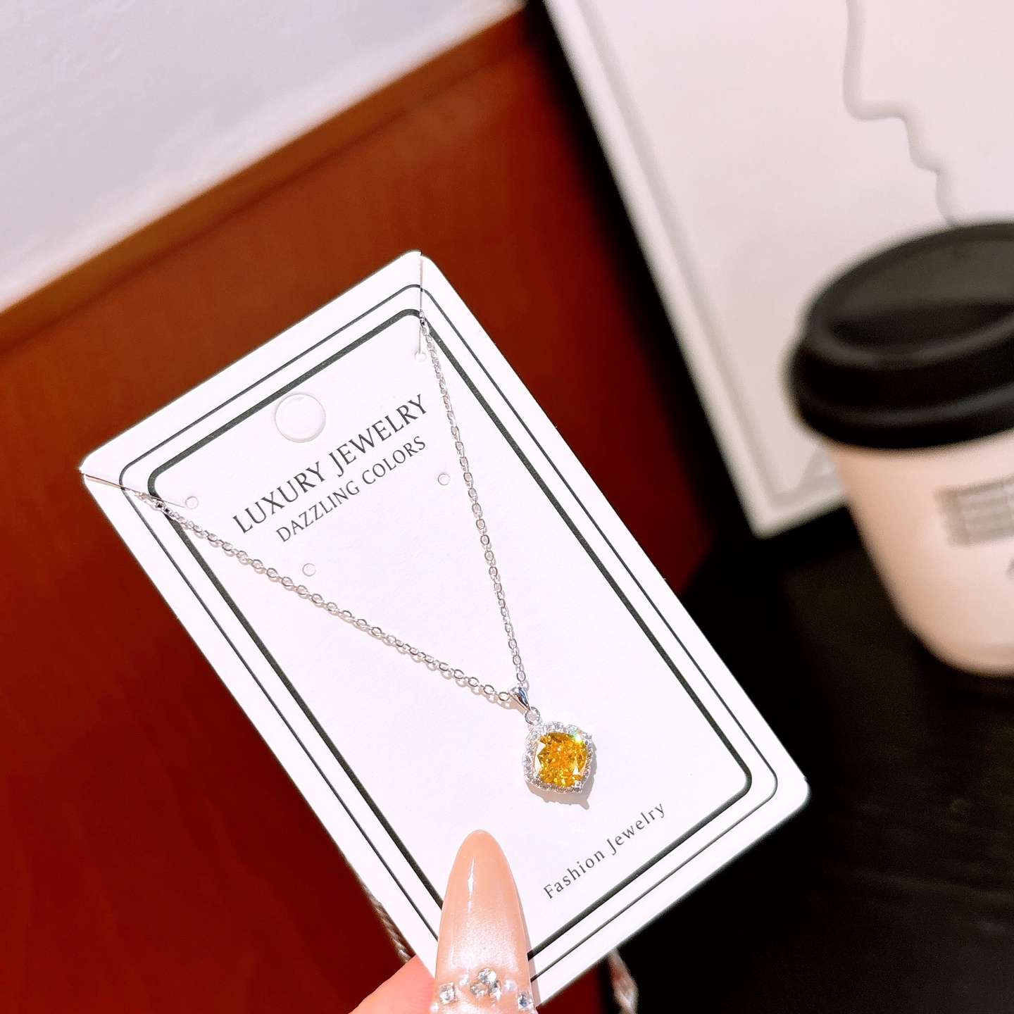 High Polish Silver High Carbon Diamond Necklace Vintage Christmas Gold