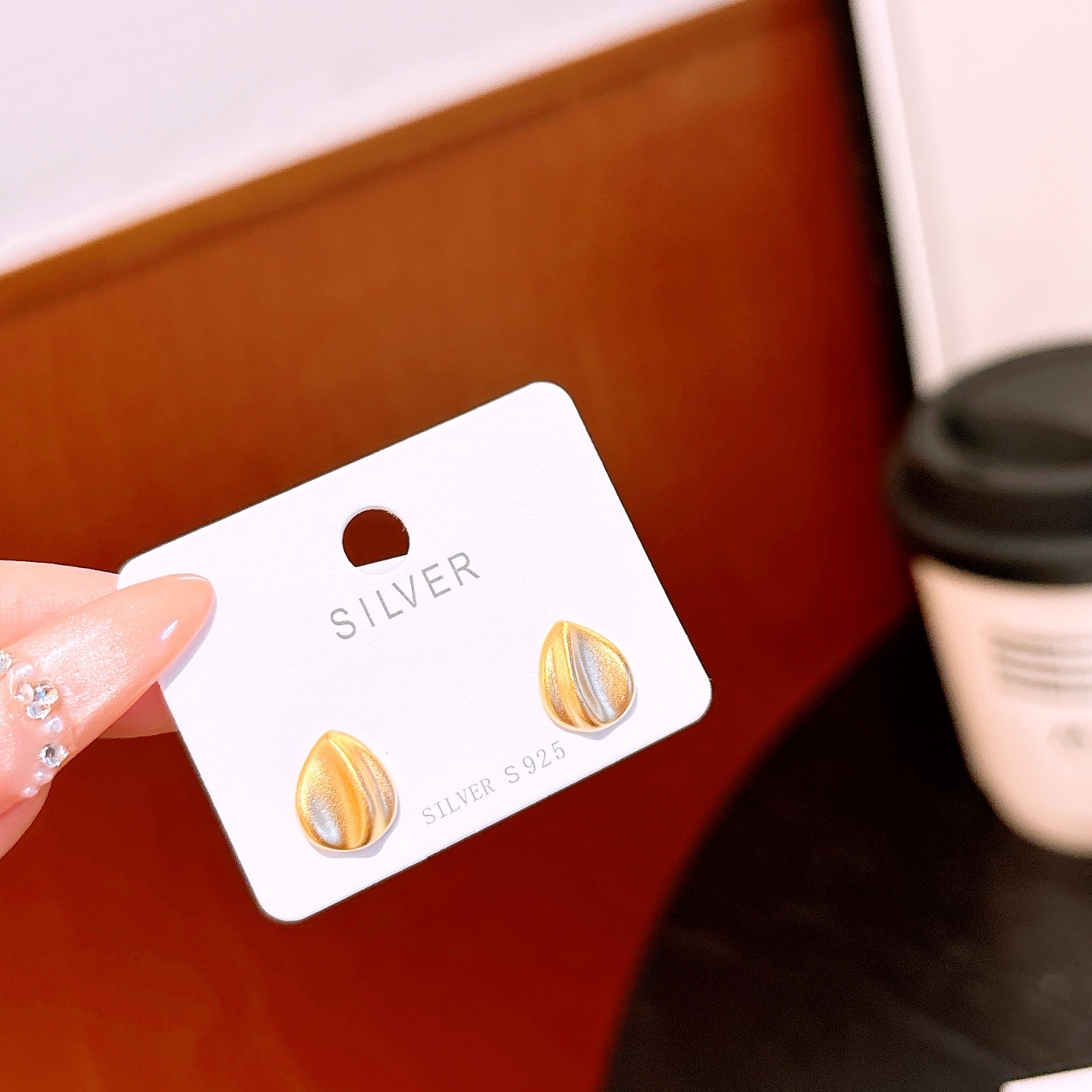 High Polish Silver Earrings Girly Engagement Gold