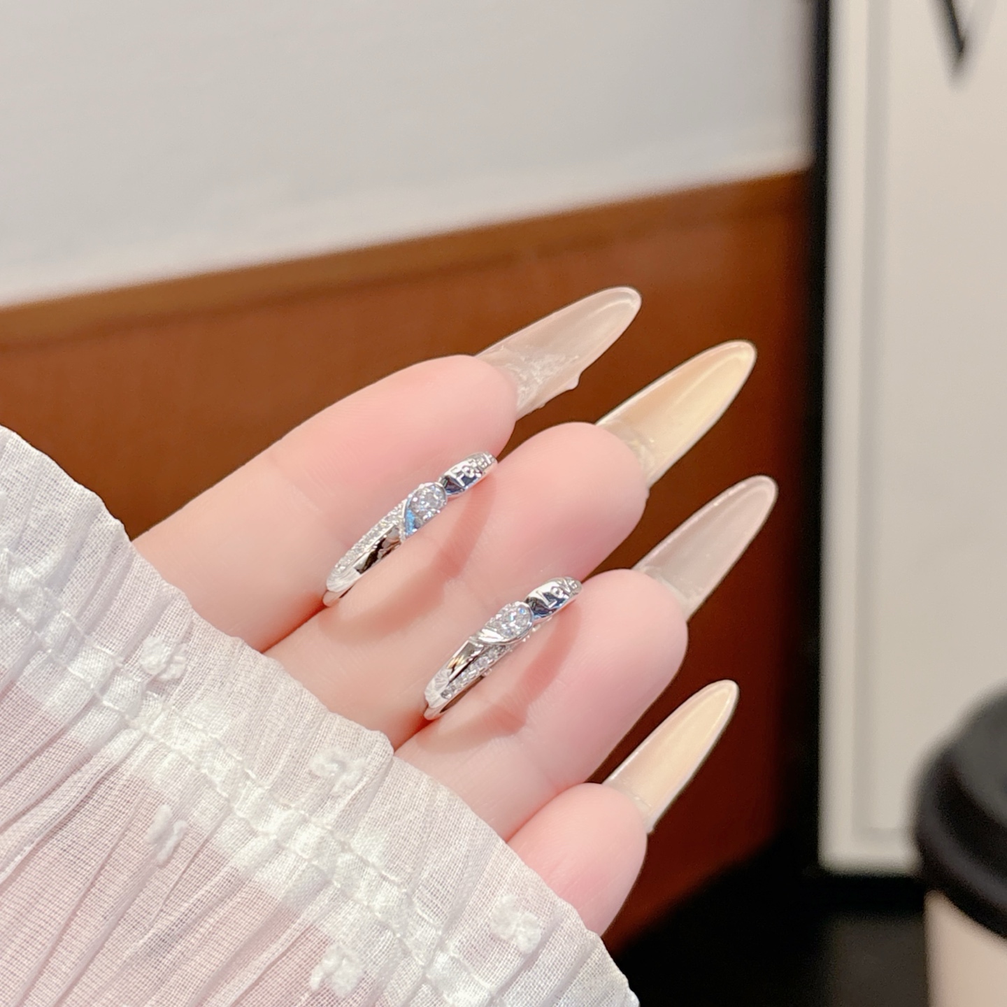 Fine Silver Couple Rings Chic Annual Party Gold