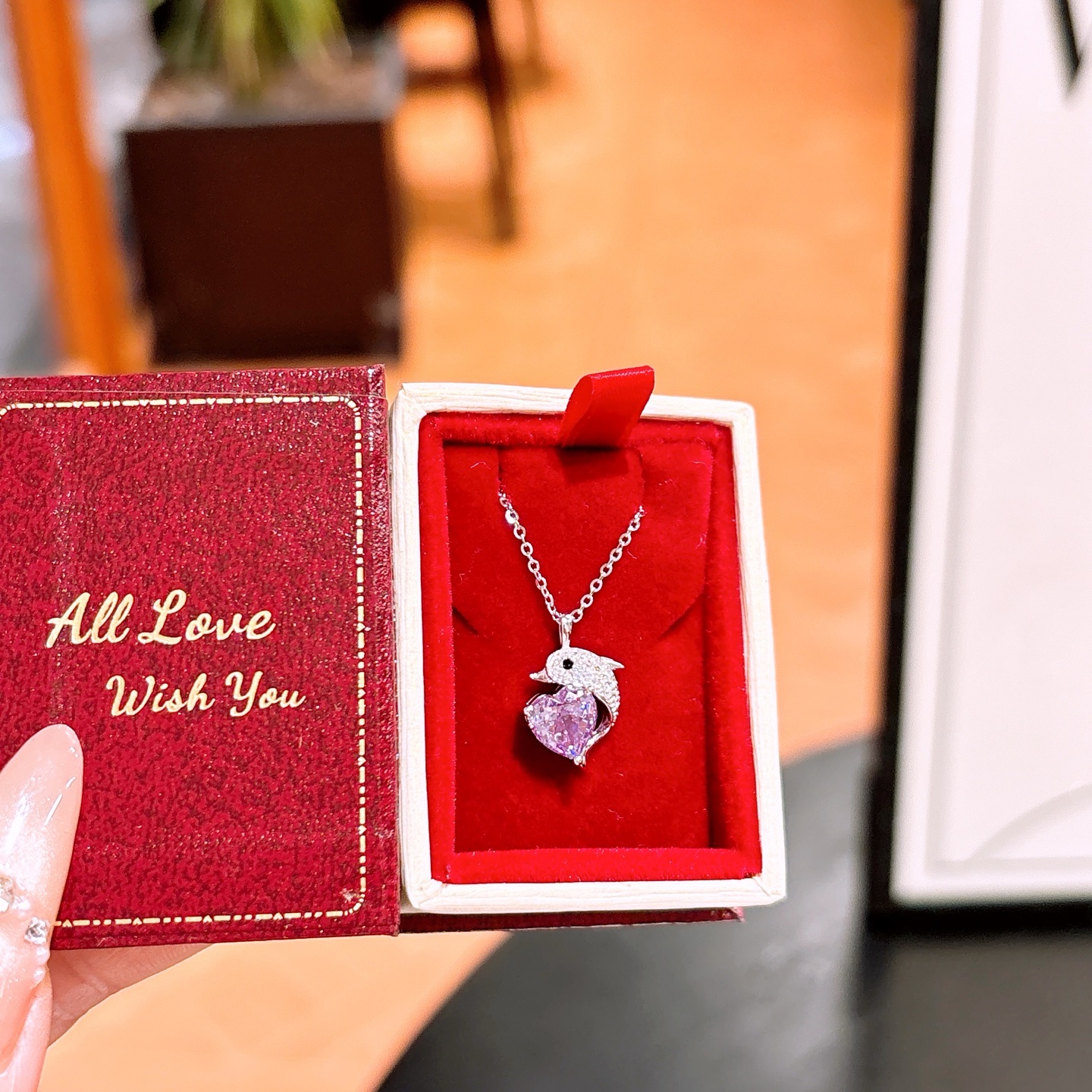 Hypoallergenic Silver High Carbon Diamond Necklace Delicate Birthday