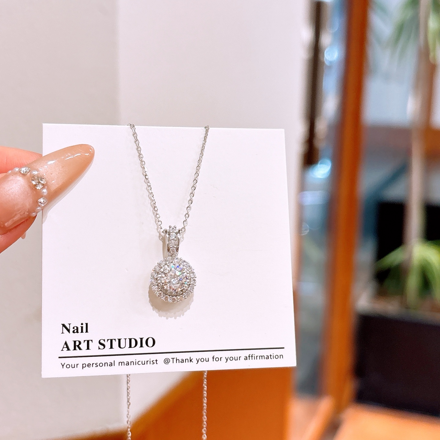 High Polish Silver Moissanite Necklace Ultra Minimal Birthday Silver