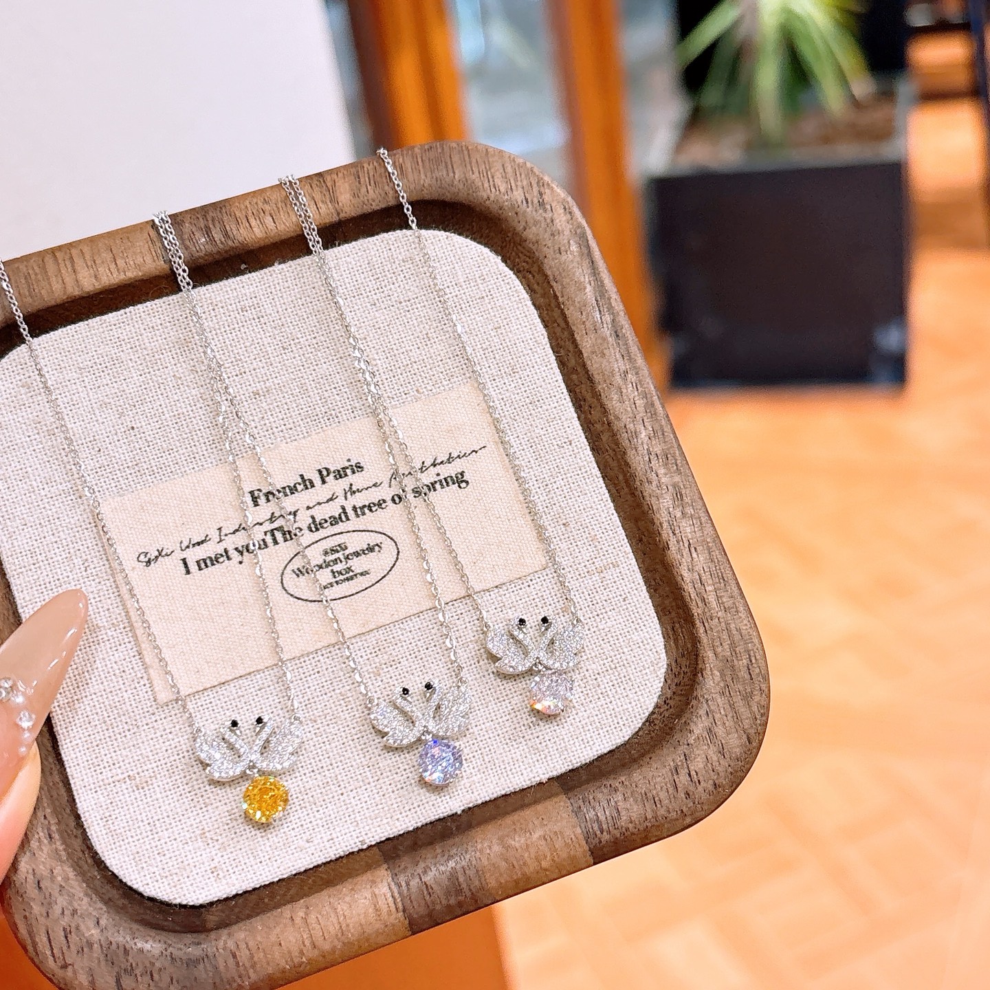 Fine Silver High Carbon Diamond Necklace Girly New Year Silver