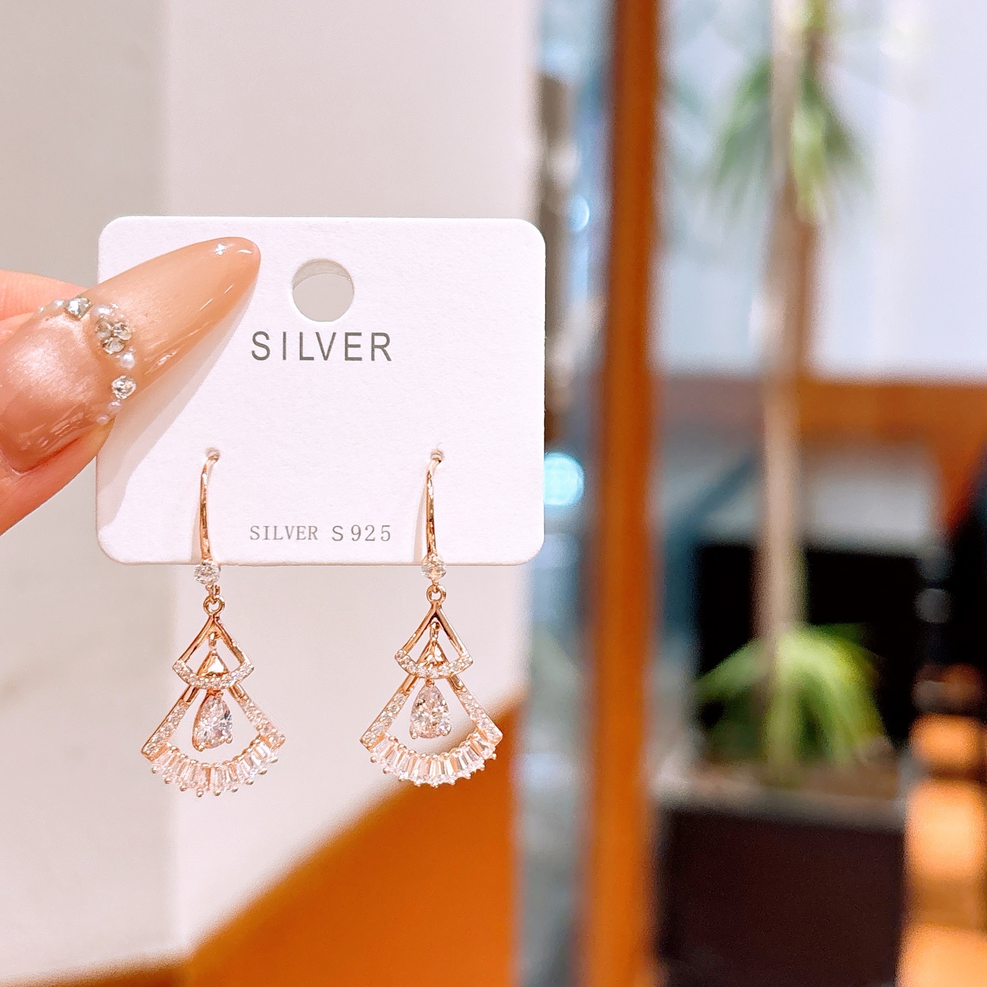 S925 Sterling Silver Drop & Thread Earrings Playful Wedding Silver