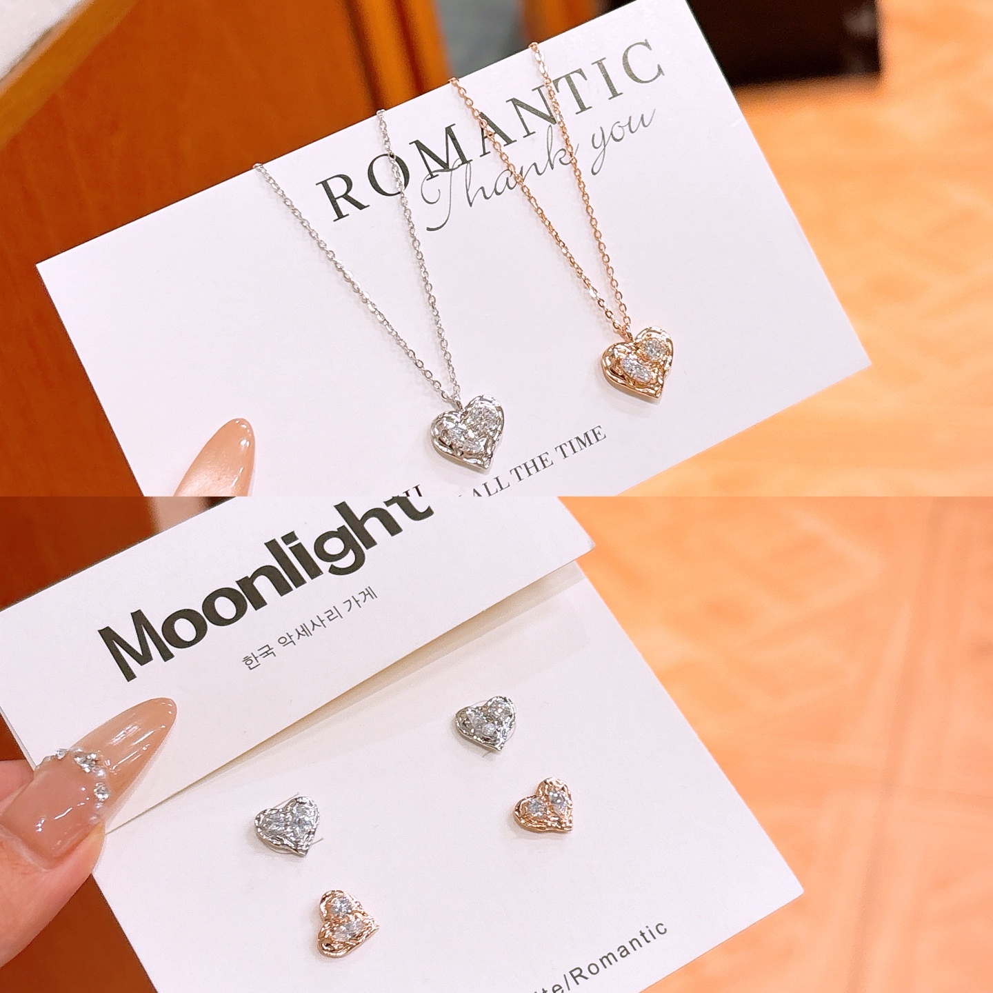 Low Allergy Silver Earrings & Necklace Set Ultra Minimal Mother's Birthday