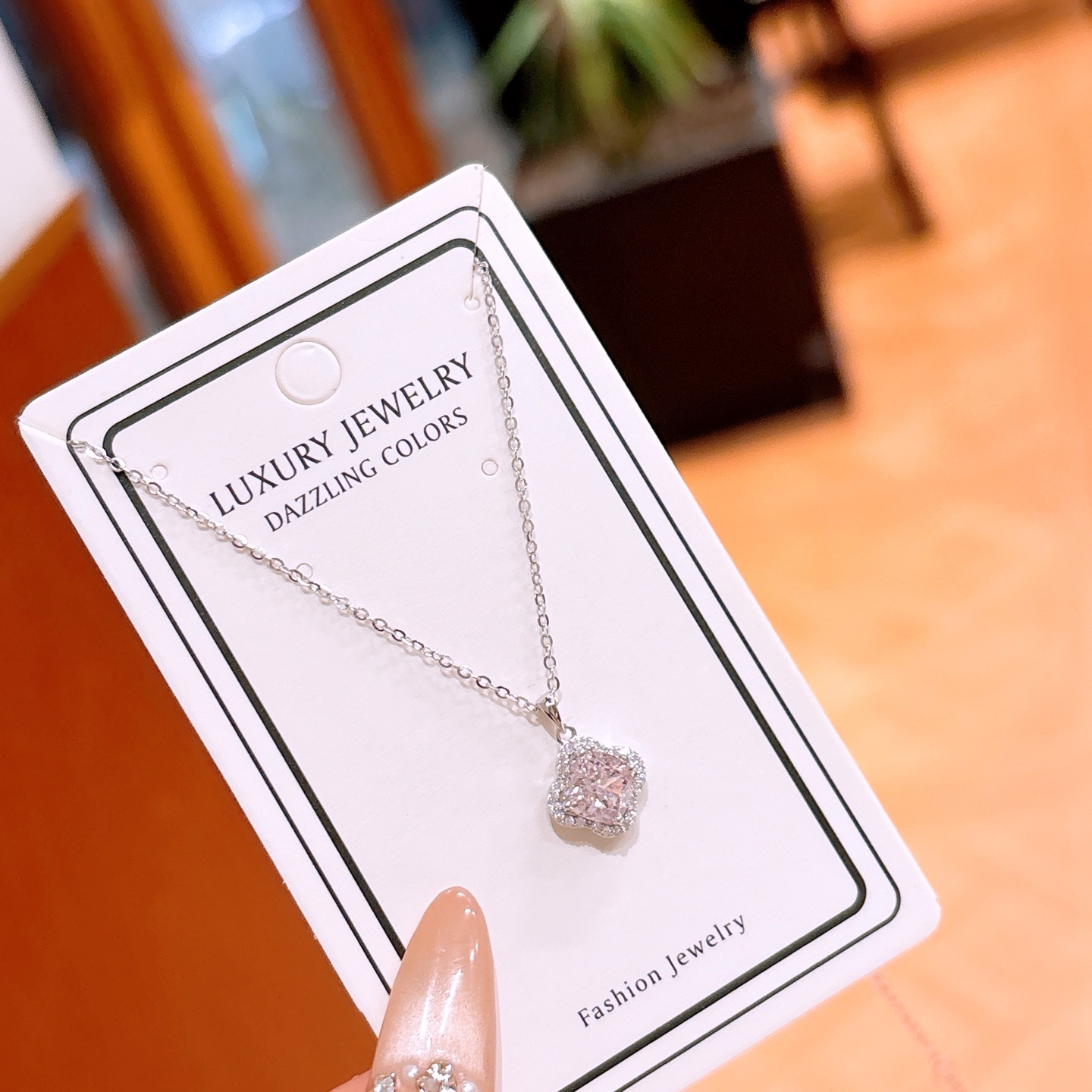 Low Allergy Silver High Carbon Diamond Necklace Ethereal Workplace