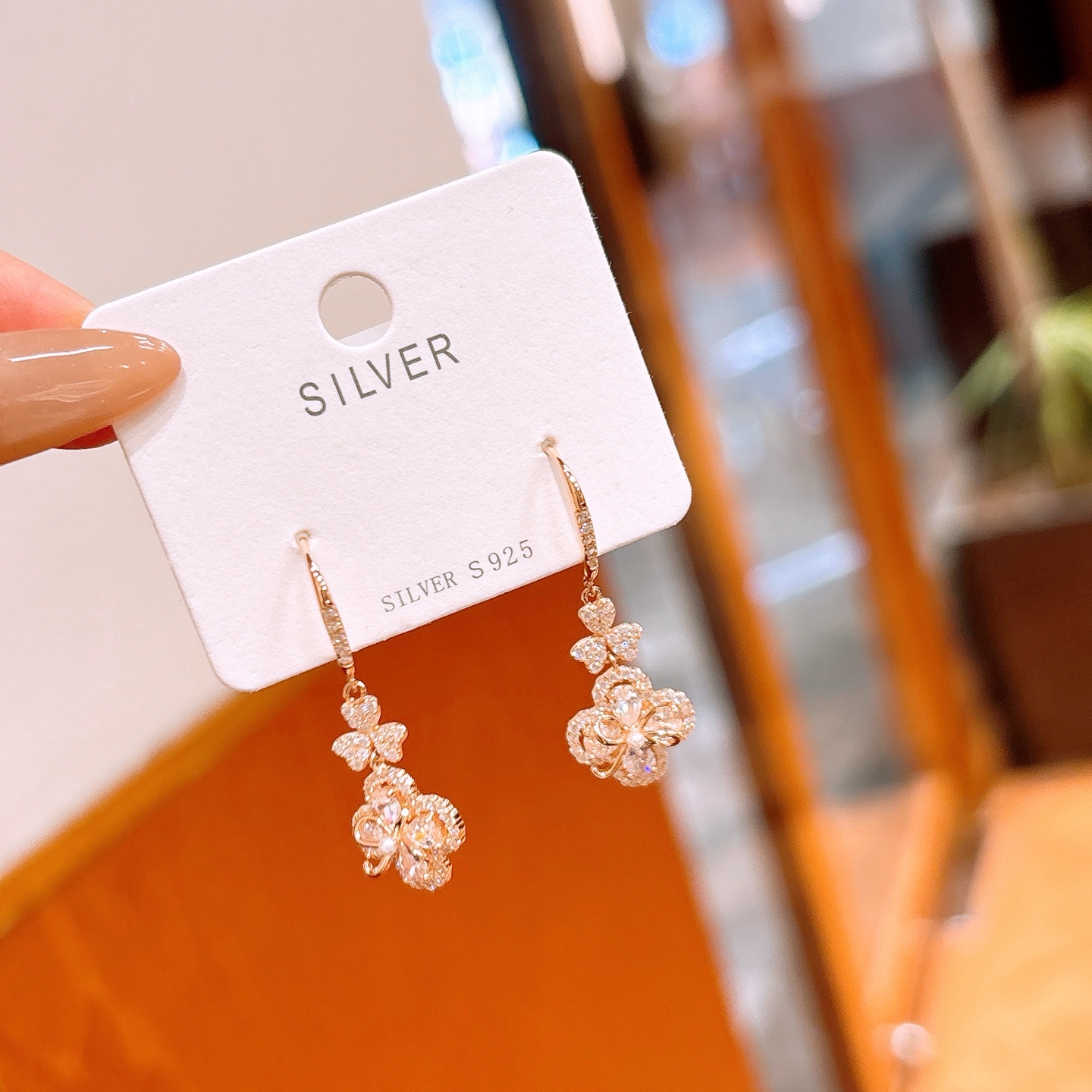 Feinsilber Ohrhänger & Fadenohrringe Elegant Weihnachten Gold