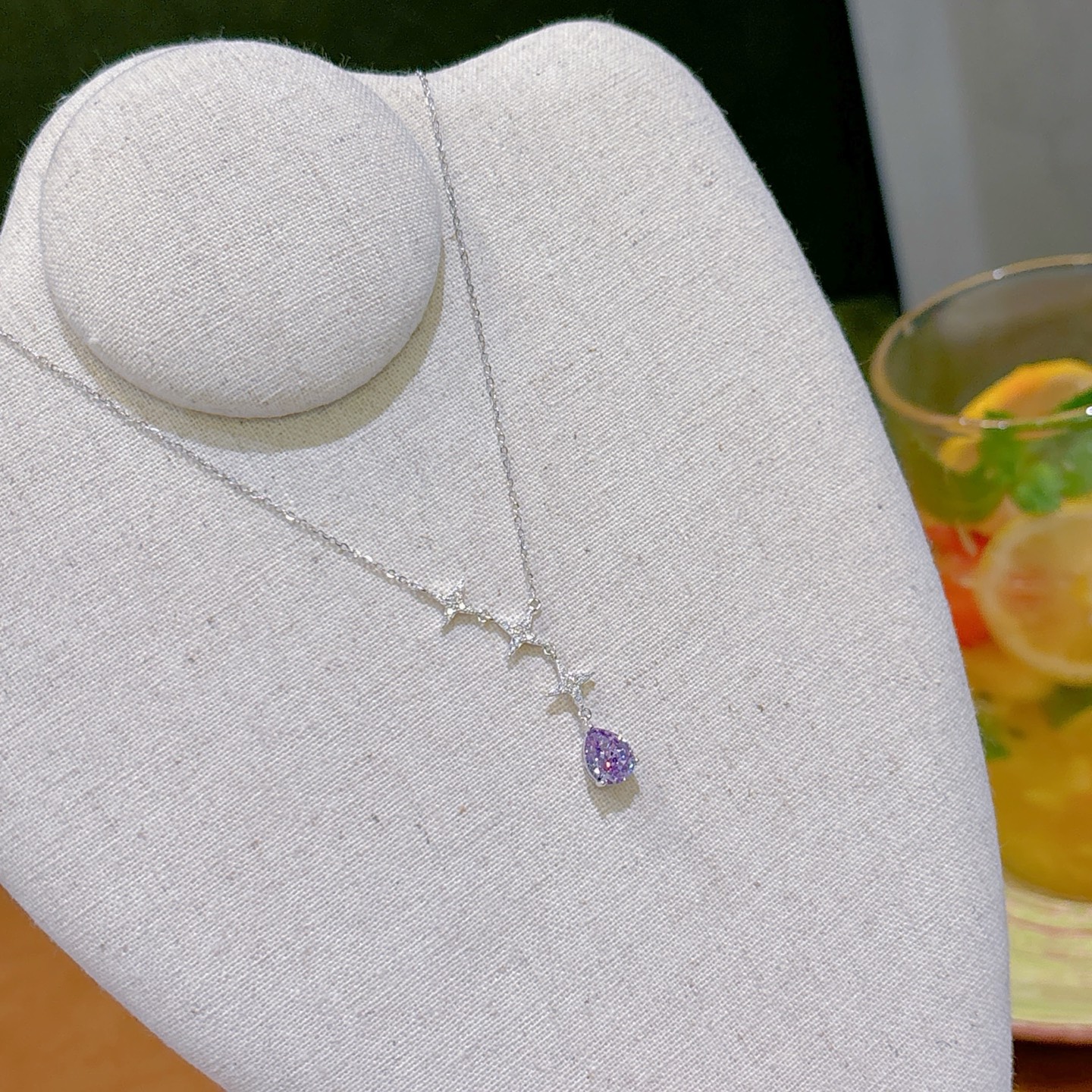 Fine Silver High Carbon Diamond Necklace Pure Wedding Silver