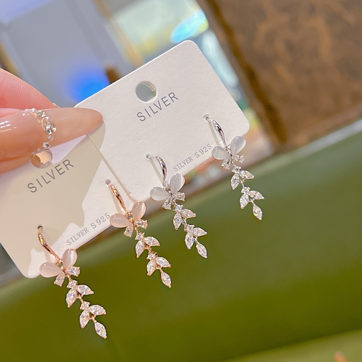 925 Silver Drop & Thread Earrings Sweet & Cool Party Gold