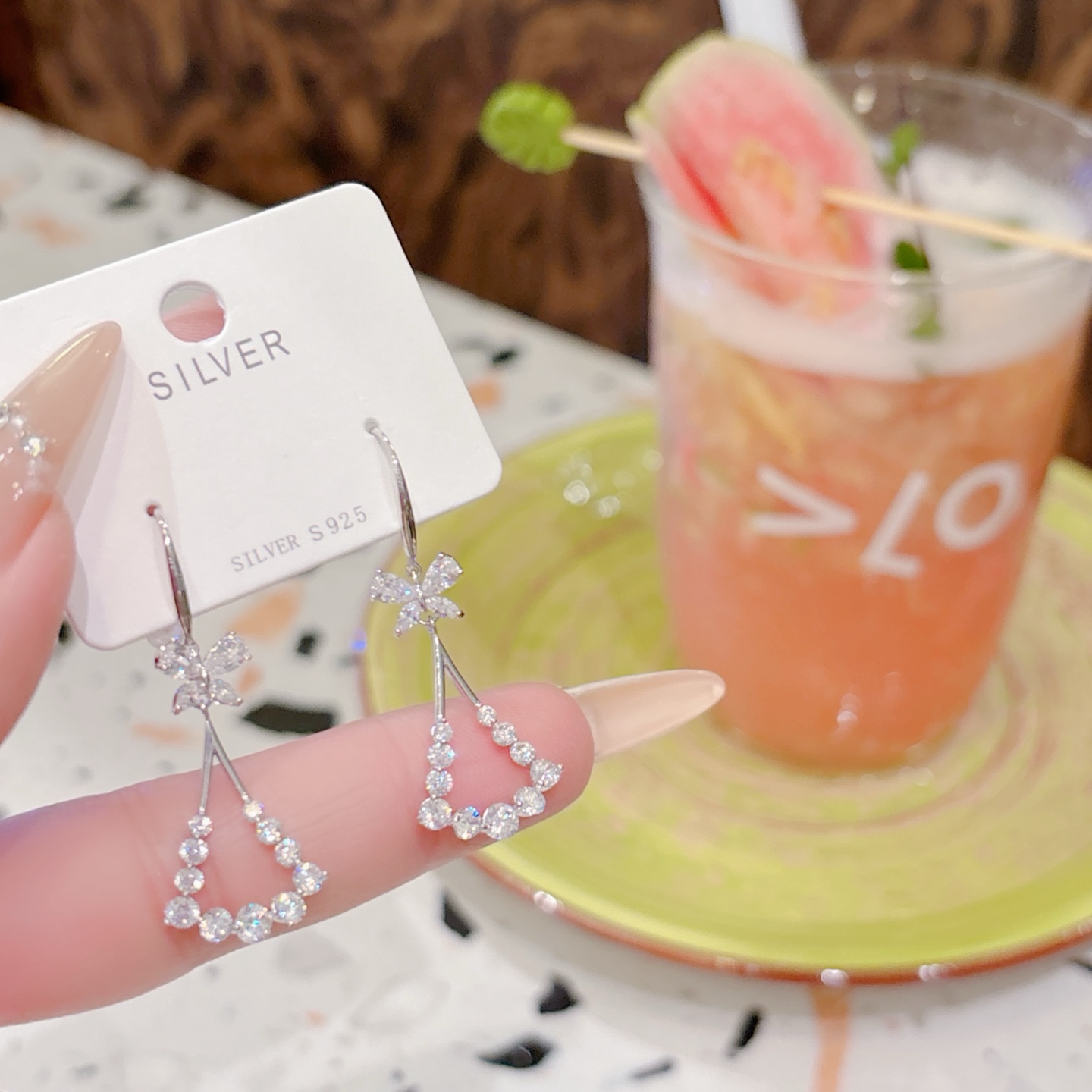 S925 Sterling Silver Drop & Thread Earrings Chic Wedding Silver