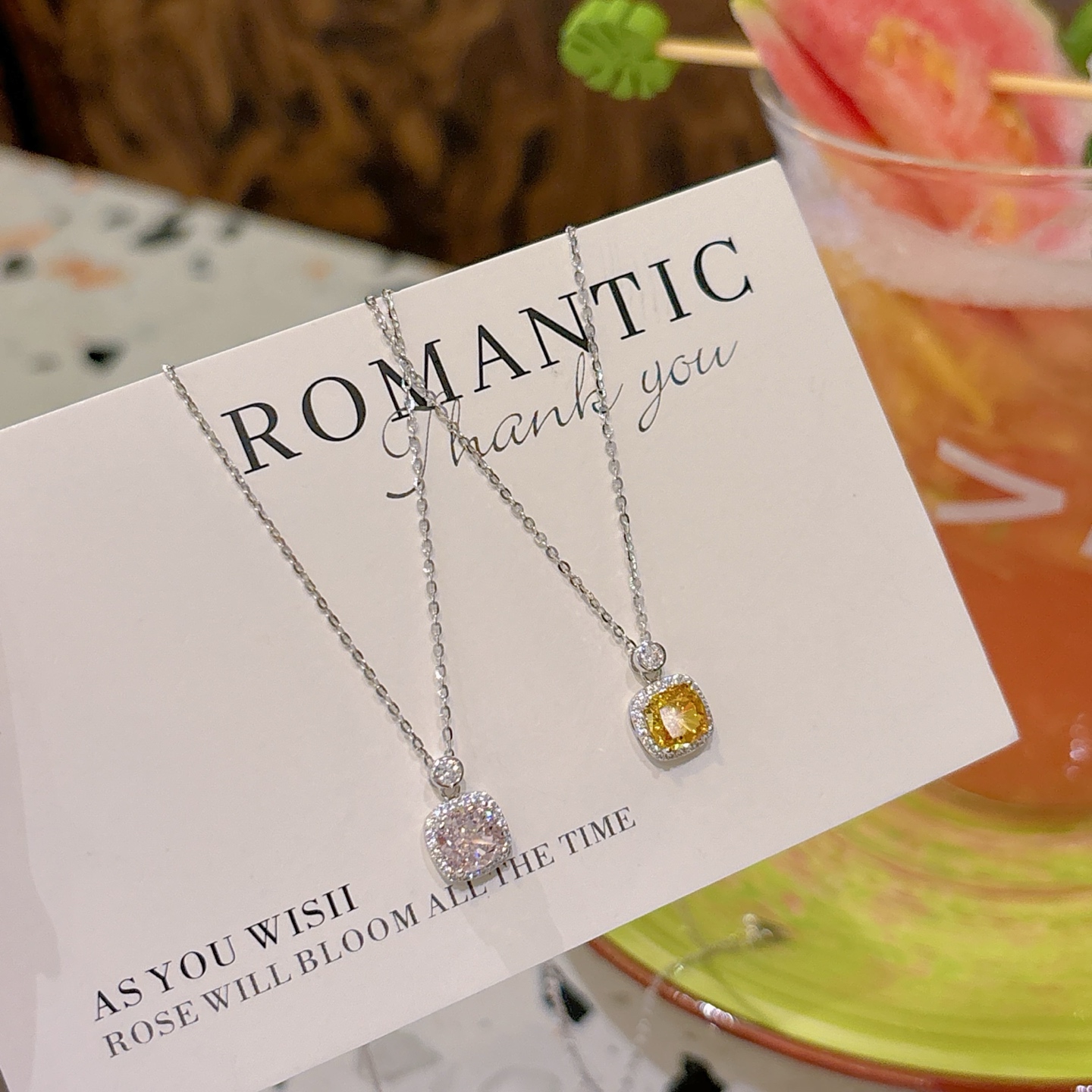 925 Silver High Carbon Diamond Necklace Gentle Wedding Gold