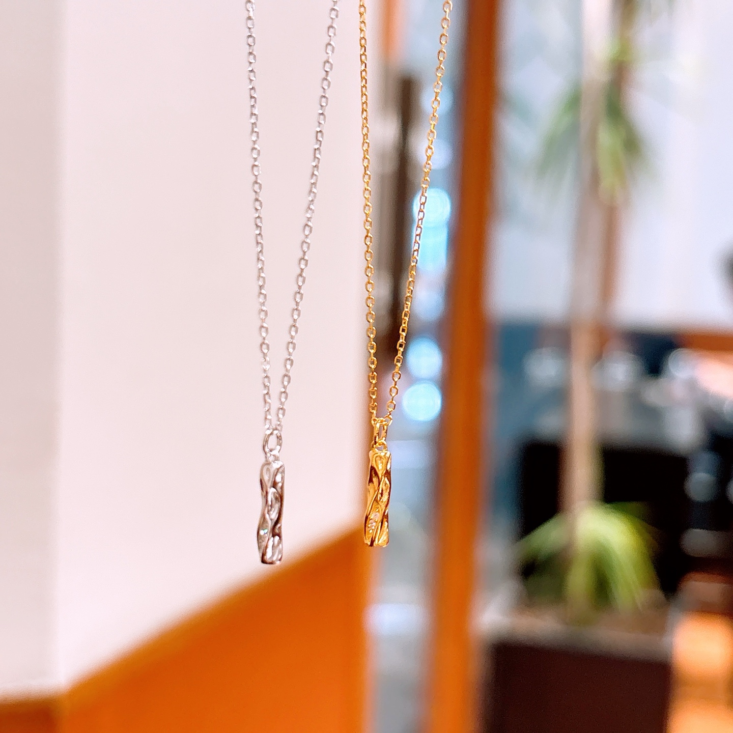 ロマンチックファインシルバーネックレスゴールド ウェディング