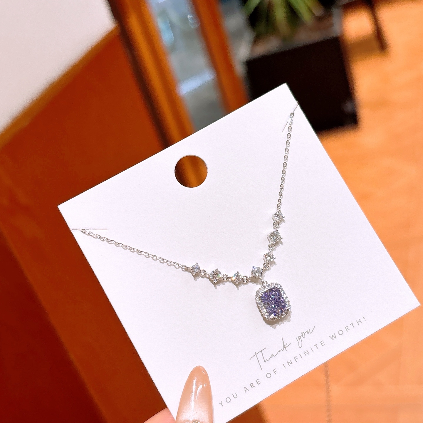 S925 Sterling Silver High Carbon Diamond Necklace Pure Spring Festival