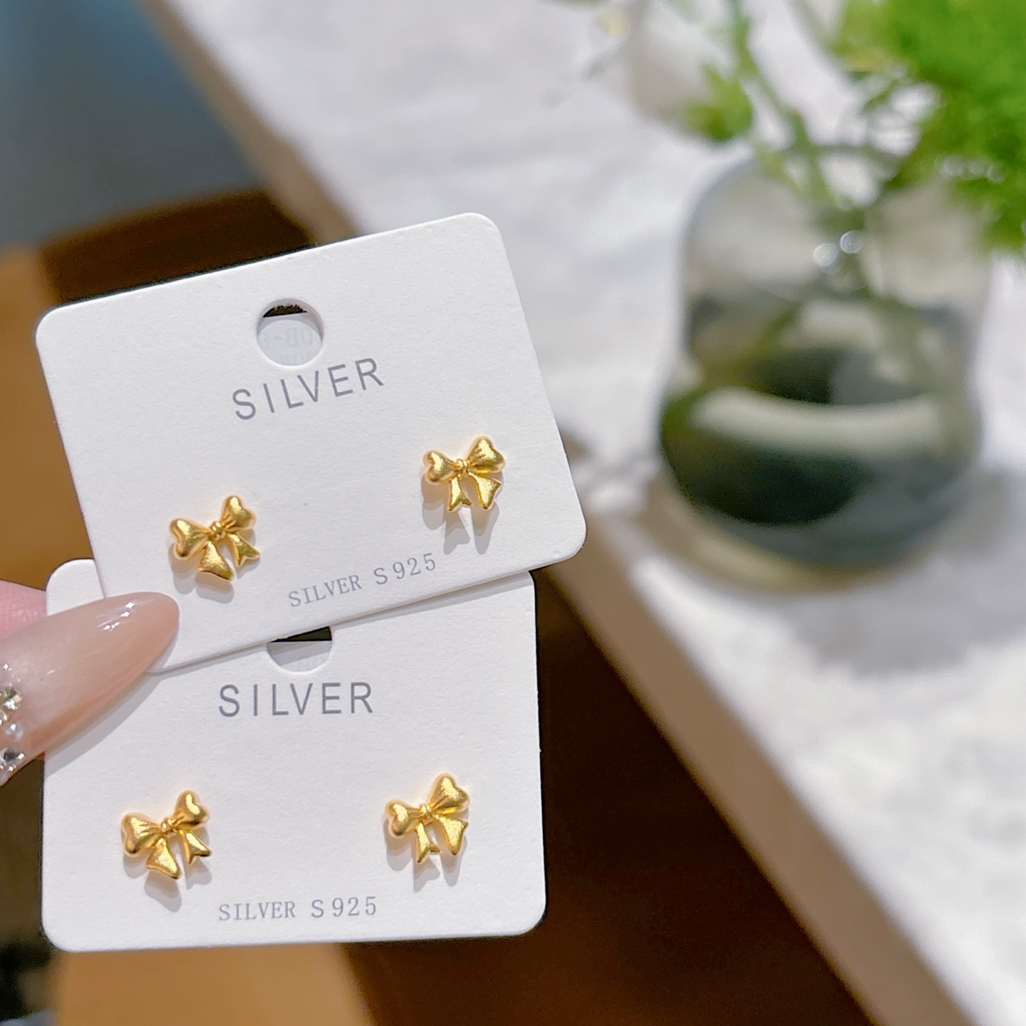 High Polish Silver Earrings Vintage Engagement Gold