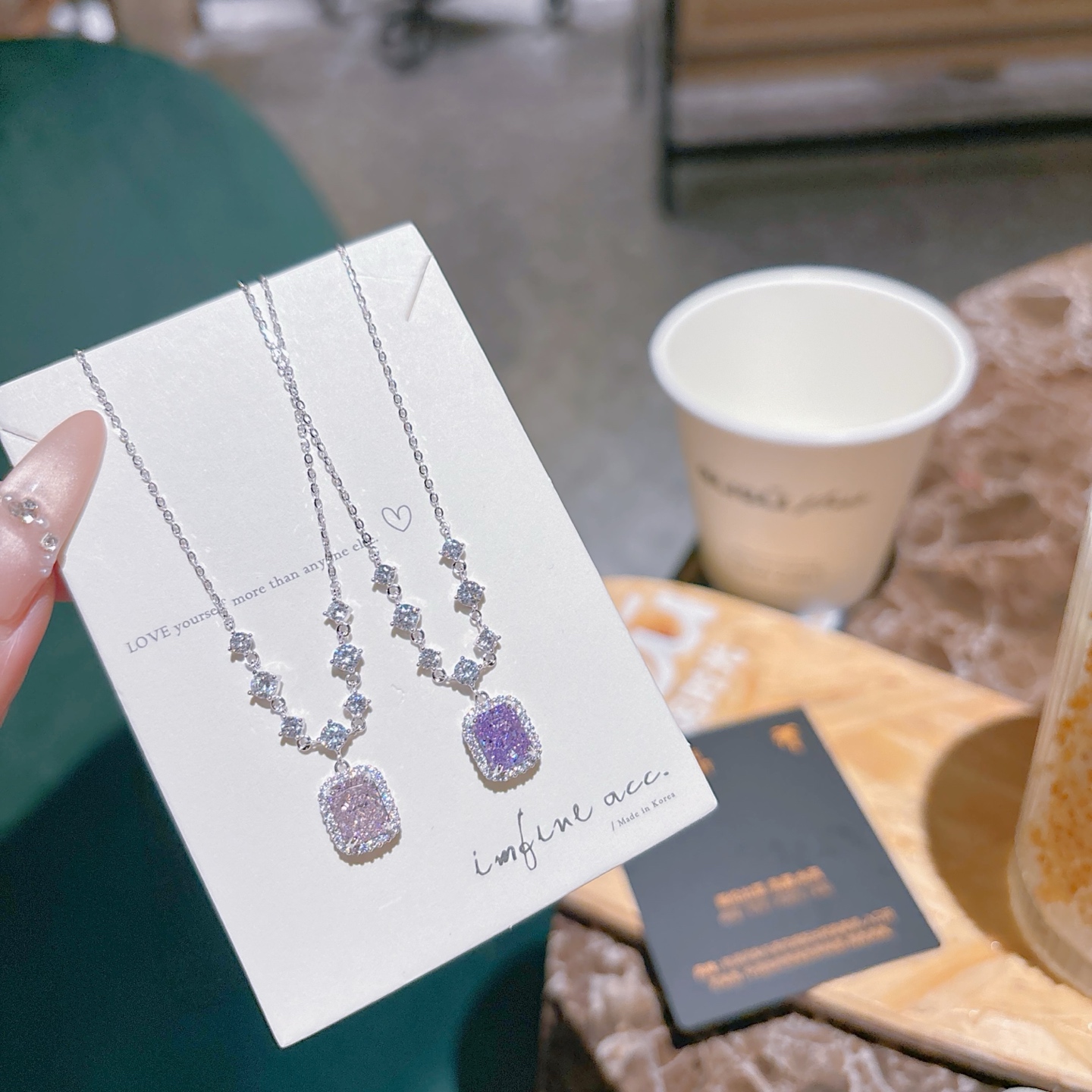 Solid Silver High Carbon Diamond Necklace Ethereal Christmas Gold