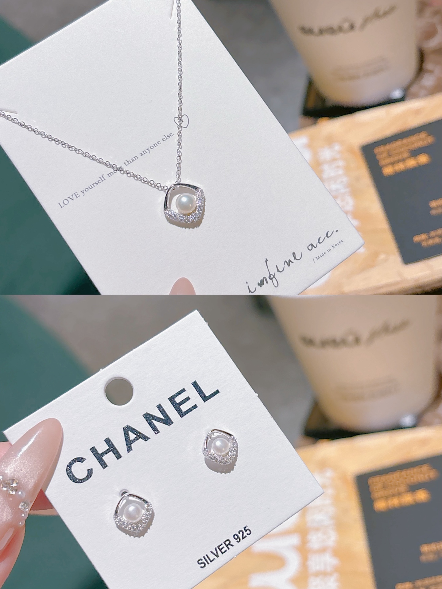 ユニーク低アレルギー銀イヤリング＆ネックレスセットゴールド 新築祝い