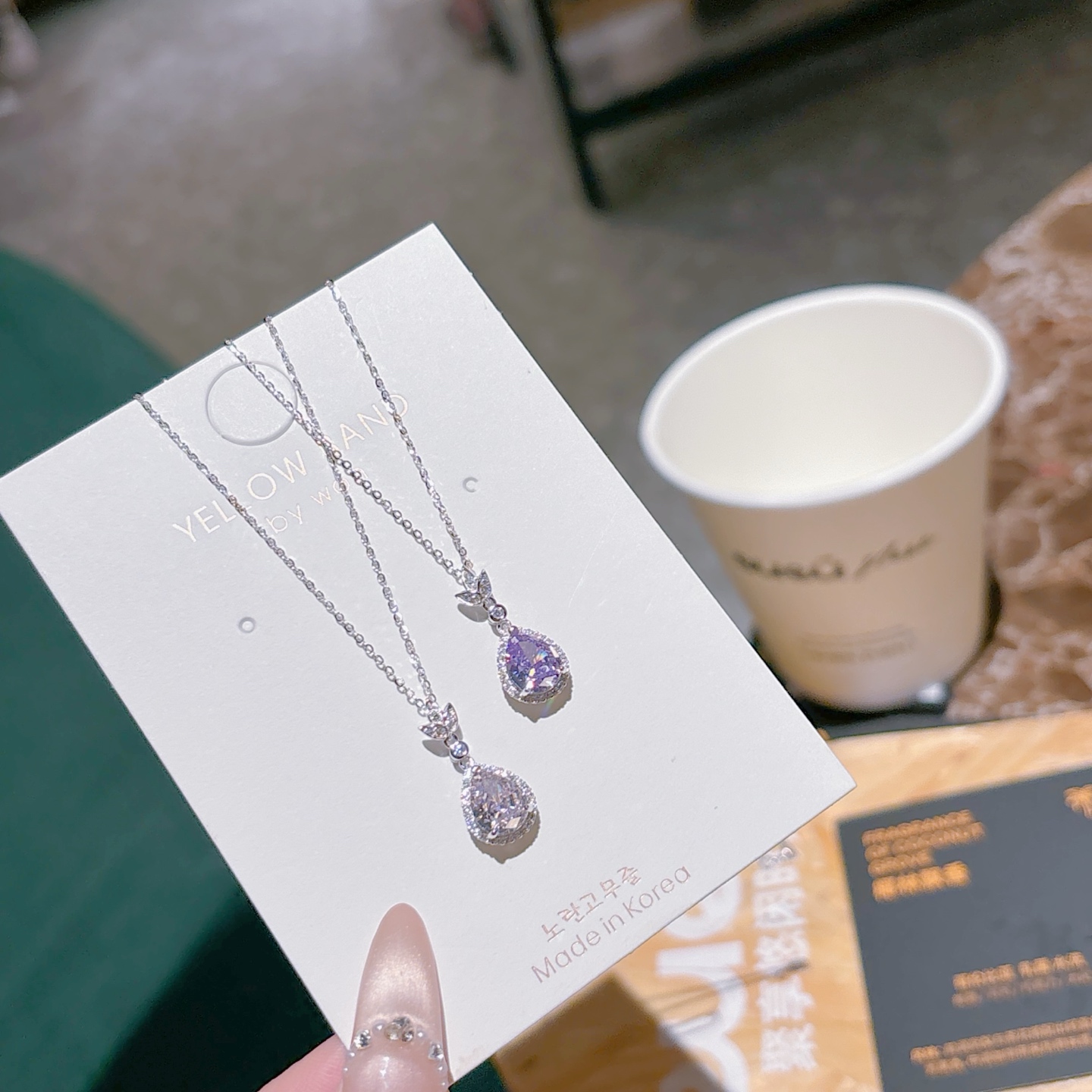 High Polish Silver High Carbon Diamond Necklace Romantic Travel Gold