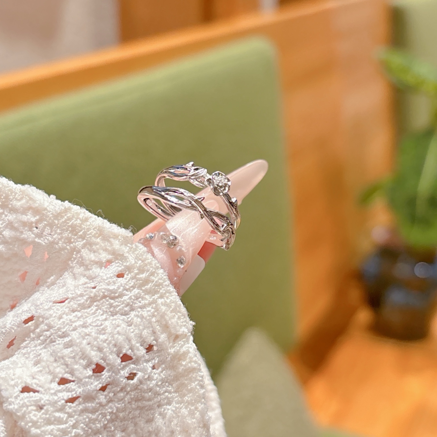 Fine Silver Couple Rings Sweet Spring Festival Silver