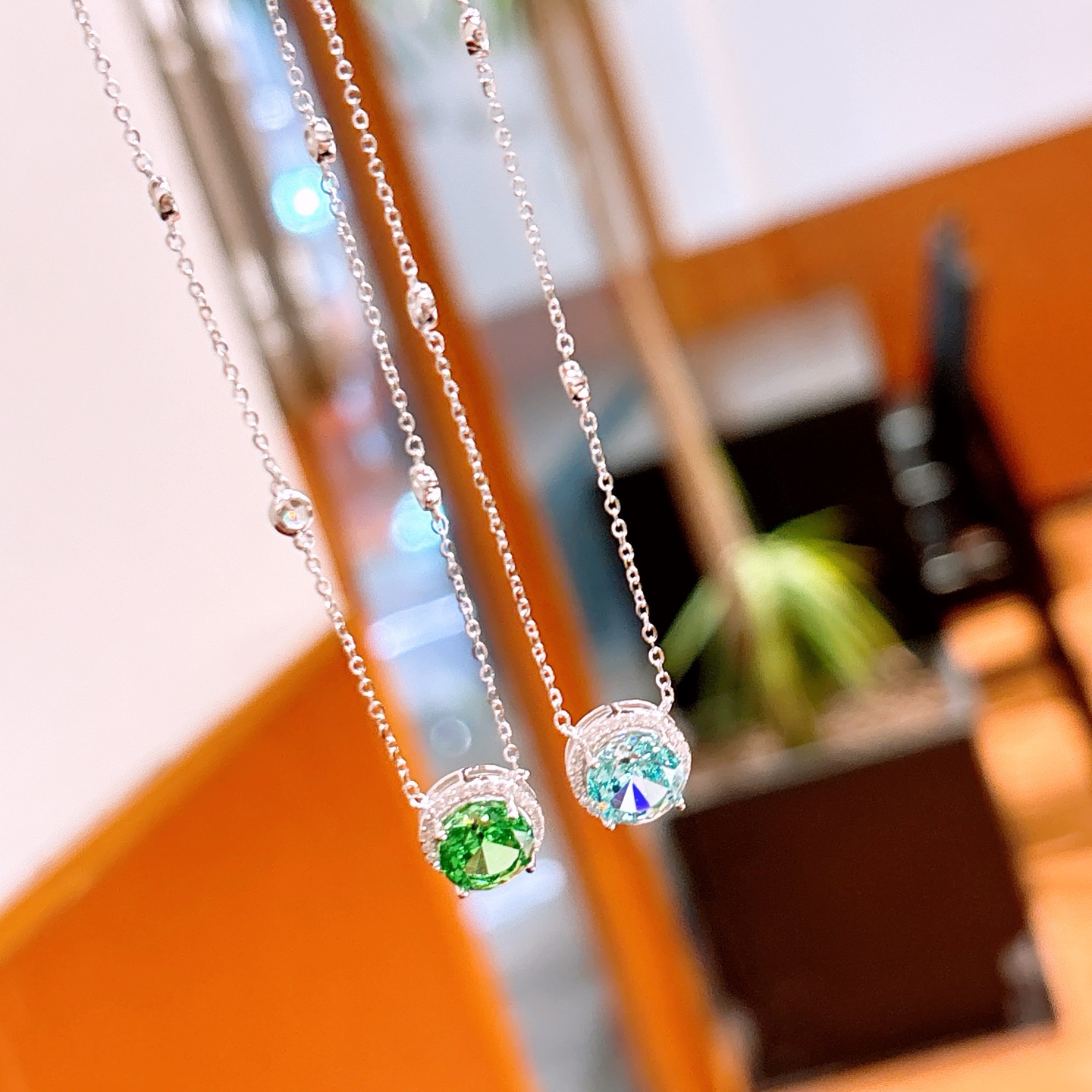 Solid Silver High Carbon Diamond Necklace Forest Wedding Silver