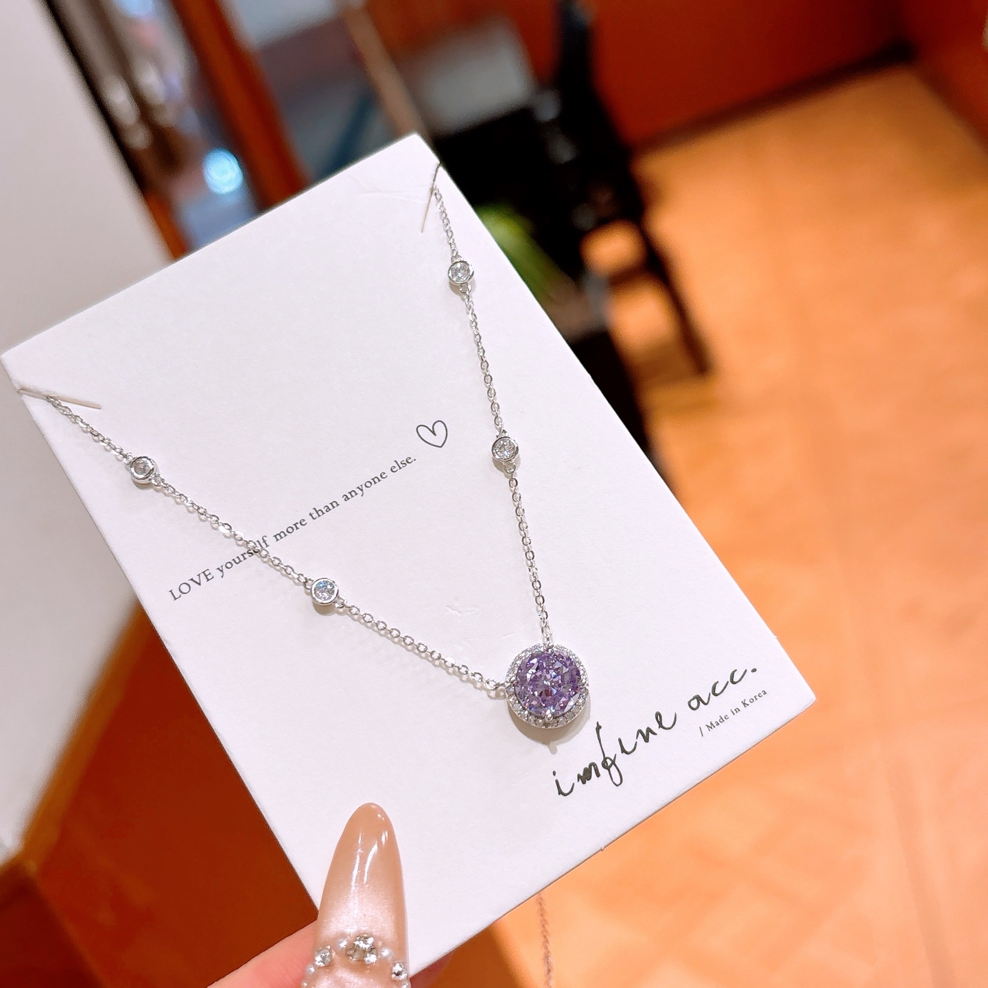 Hypoallergenic Silver High Carbon Diamond Necklace Delicate Spring Festival
