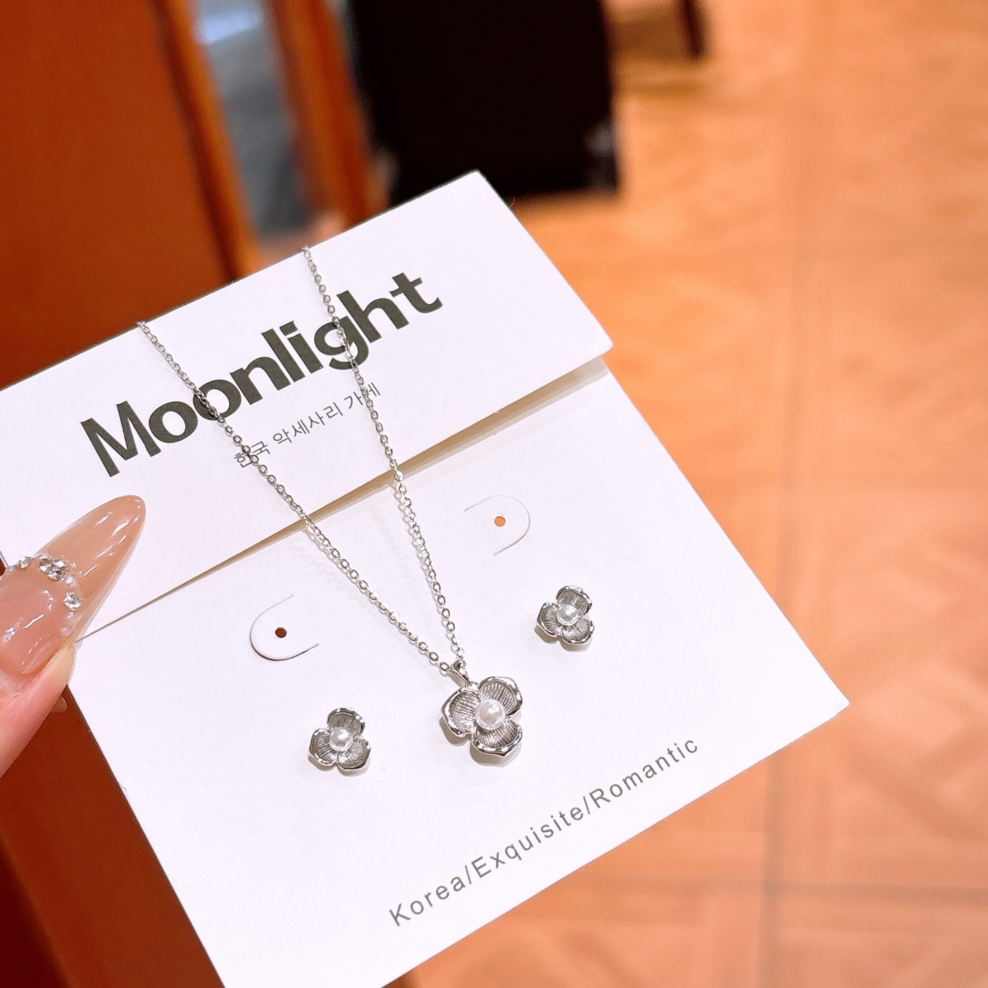 Solid Silver Earrings & Necklace Set Ultra Minimal Office Gold