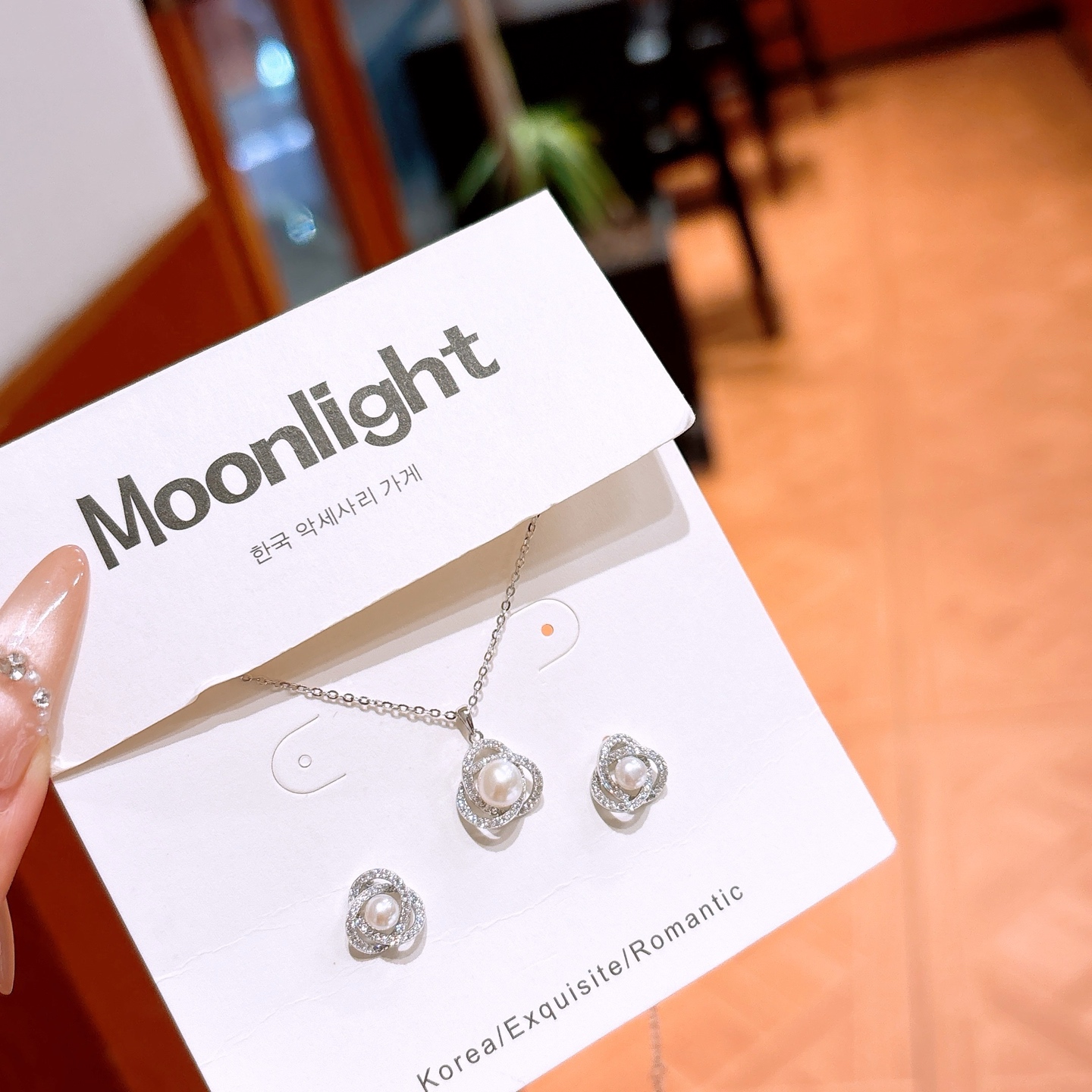 S925 Sterling Silver Earrings & Necklace Set Pure Christmas Gold