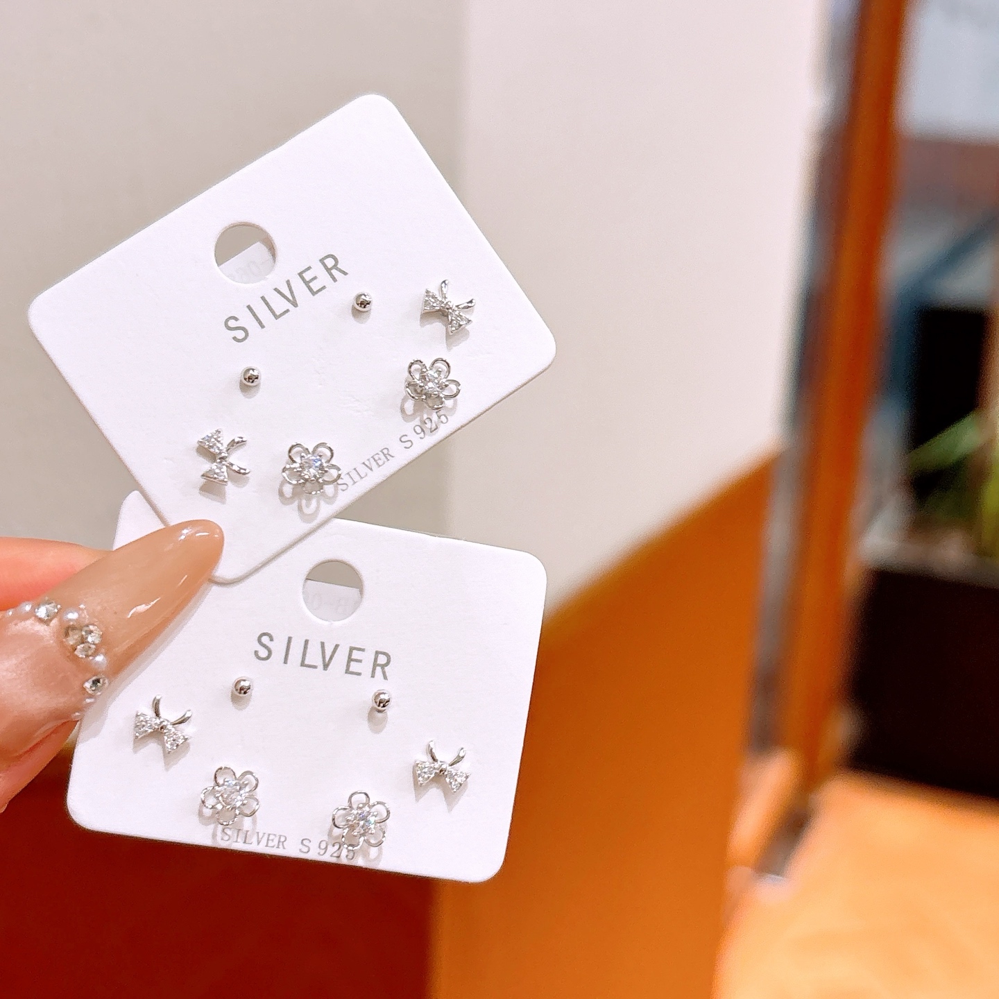 Hypoallergenes Silber Ohrringe Frisch Büro Silber