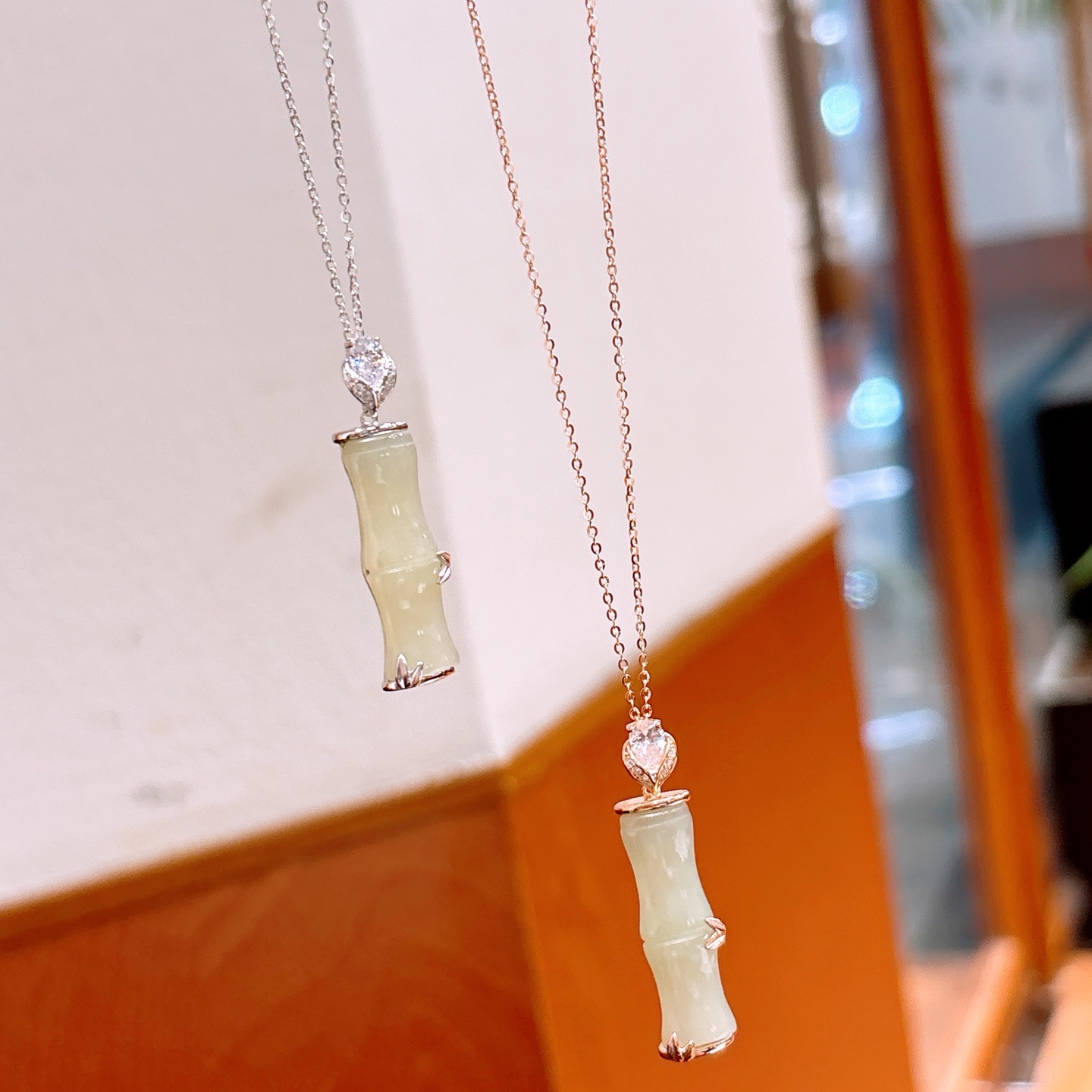 Hypoallergenic Silver Hetian Jade Necklace Lively Valentine's Day Gold