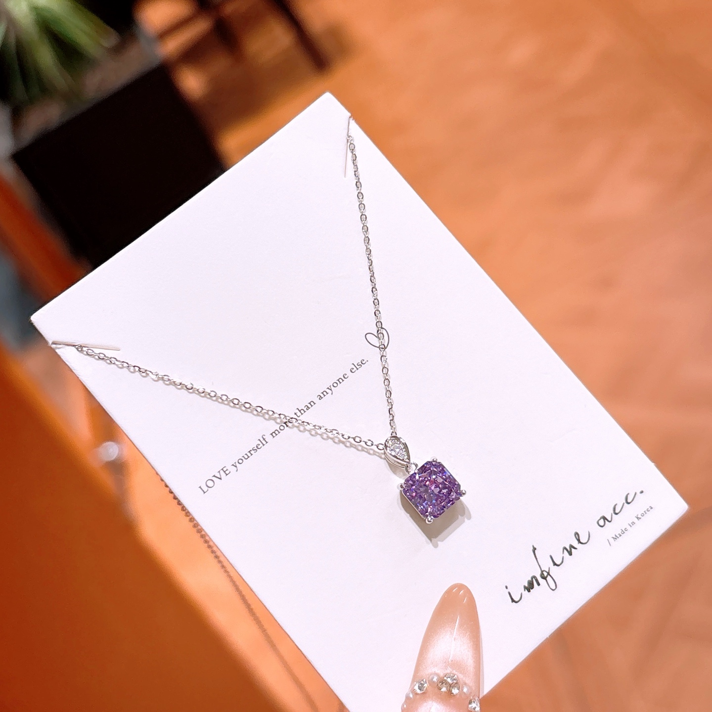 Nickel Free Silver High Carbon Diamond Necklace Cute Valentine's Day