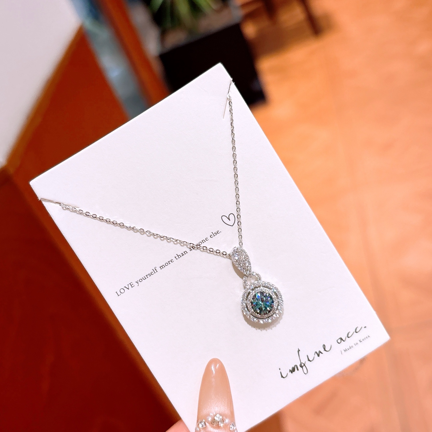 Solid Silver Moissanite Necklace Korean Style Graduation Silver