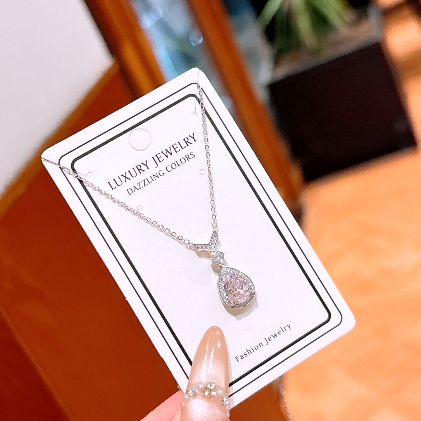 Hypoallergenic Silver High Carbon Diamond Necklace Dainty Christmas