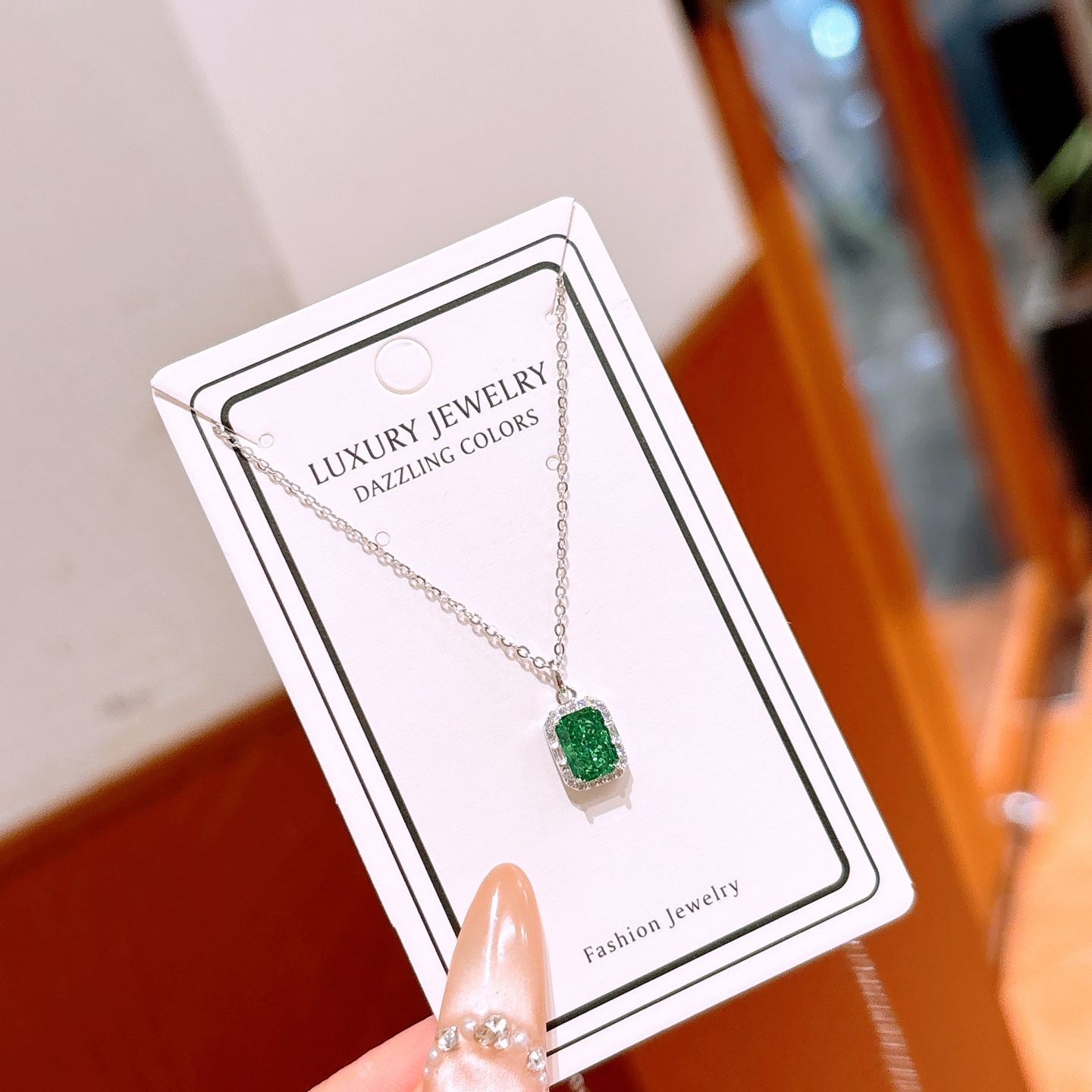 Solid Silver High Carbon Diamond Necklace French Everyday Wear Gold